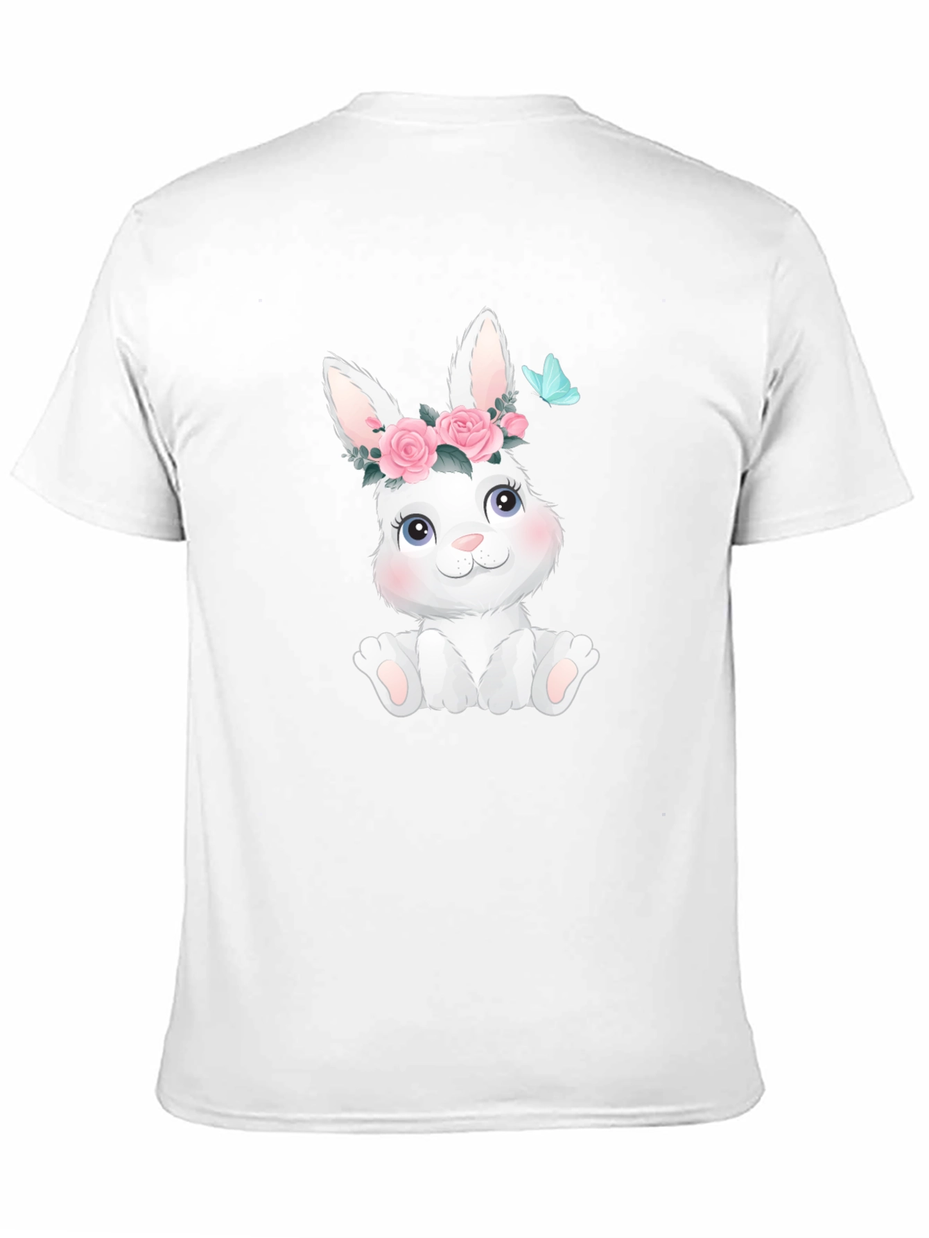 Black Cute Bunny with Flowers Black T-Shirt view 11