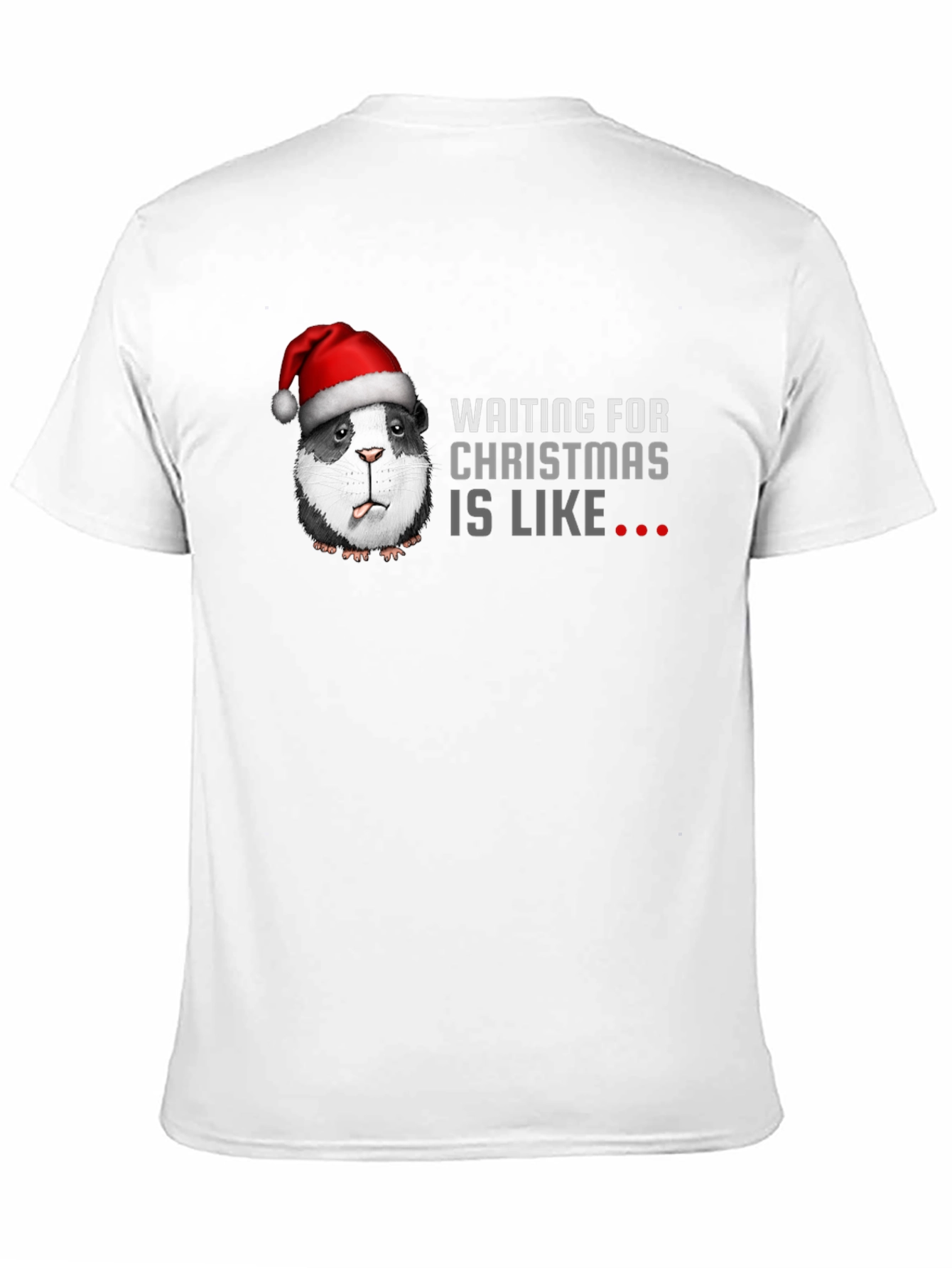 Black Waiting For Christmas Guinea Pig Santa T-Shirt view 11