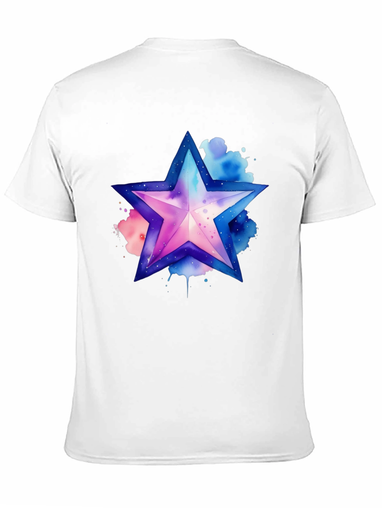 Black Watercolor Star Graphic Tee - Stylish Men's Black T-Shirt view 11
