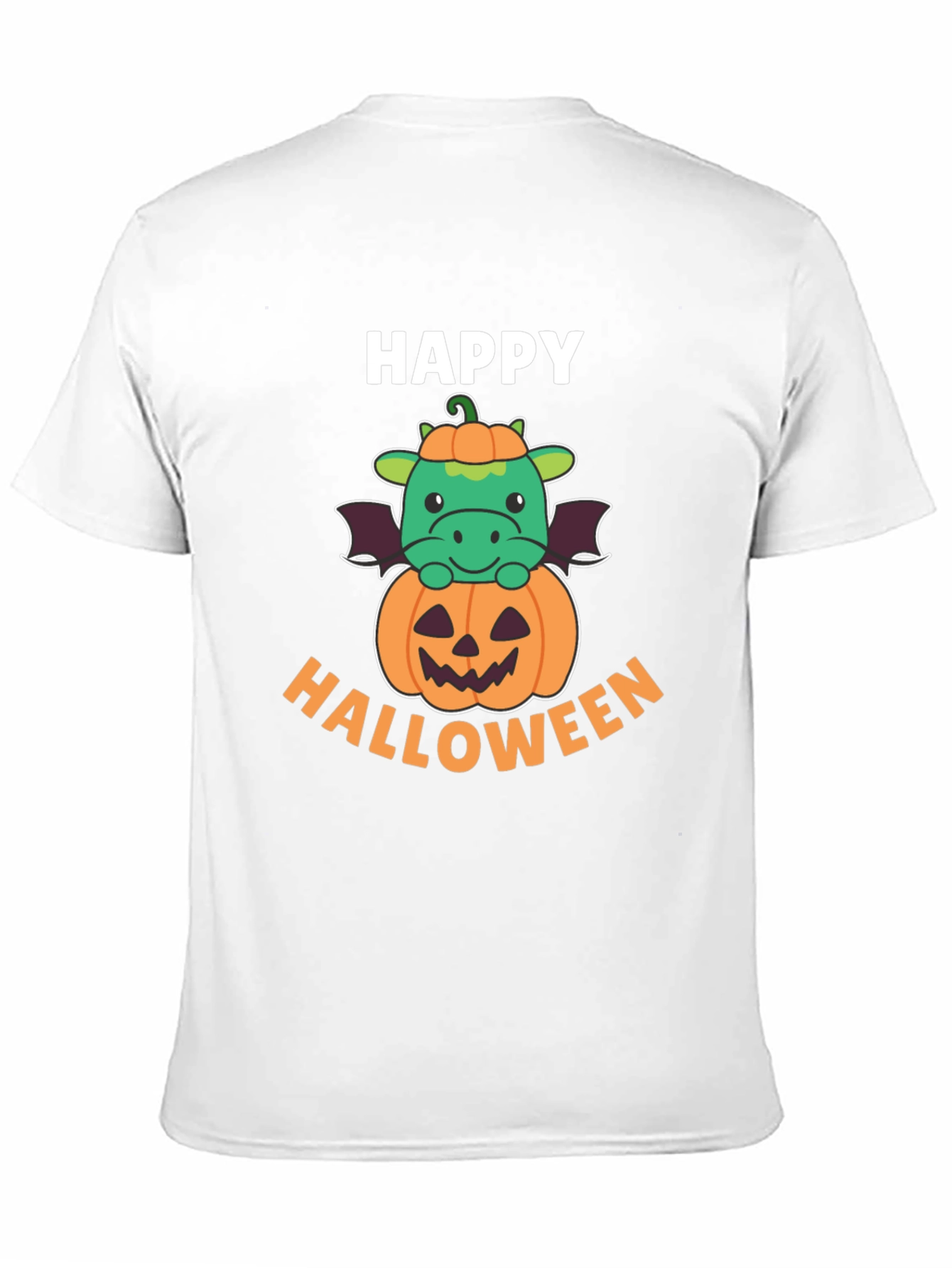 Black Happy Halloween Dragon on Pumpkin Men's T-Shirt view 11