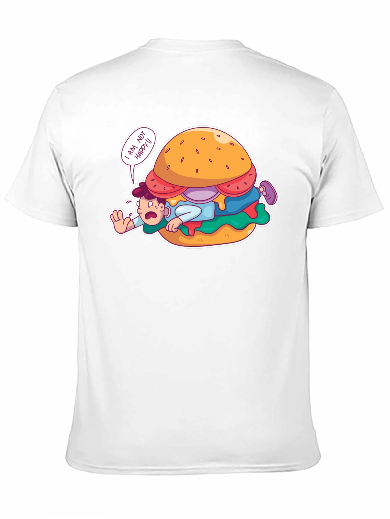 Black Funny 'I Am Not Happy' Burger Graphic T-Shirt view 11