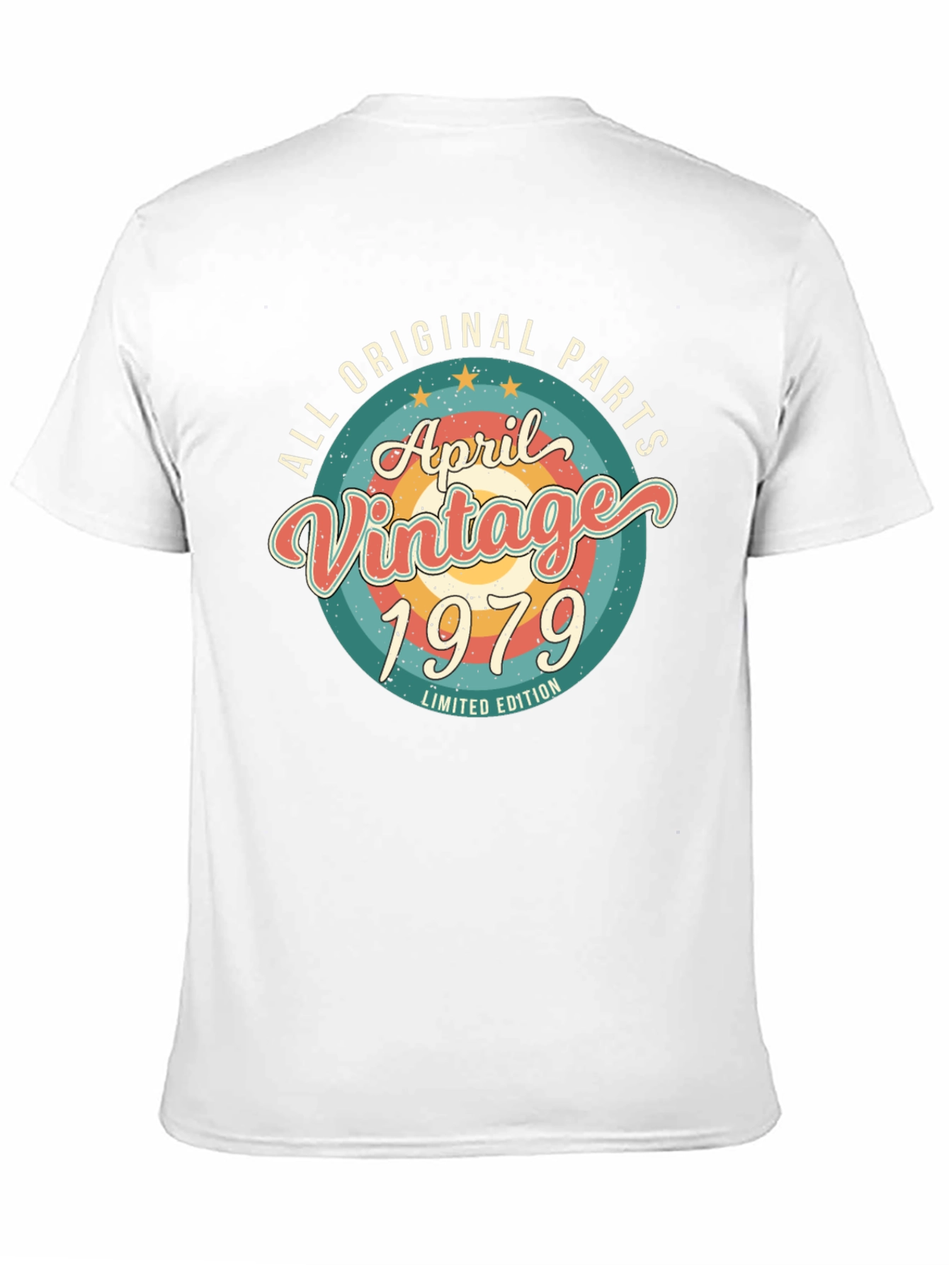 Black Vintage April 1979 All Original Parts T-Shirt view 11