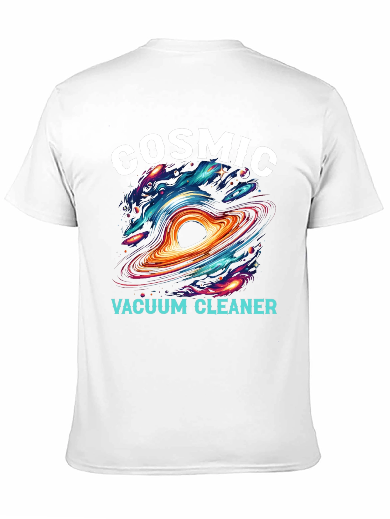 Black Cosmic Vacuum Cleaner Black T-Shirt view 11