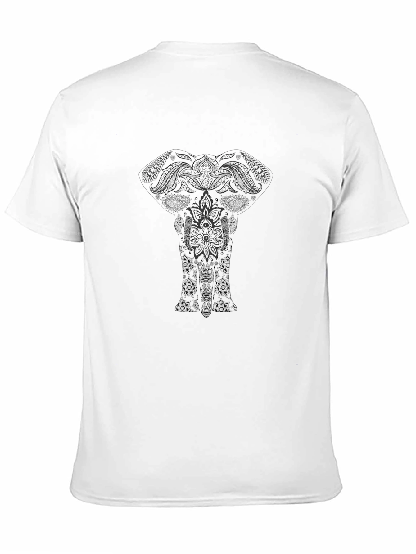 Elephant Mandala Graphic Men's Black T-Shirt - 11