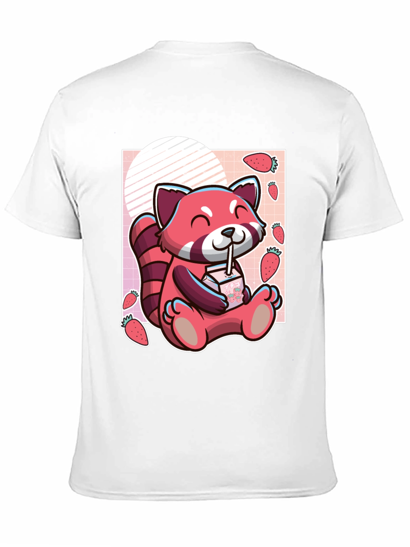 Black Red Panda Strawberry Milk T-Shirt view 11