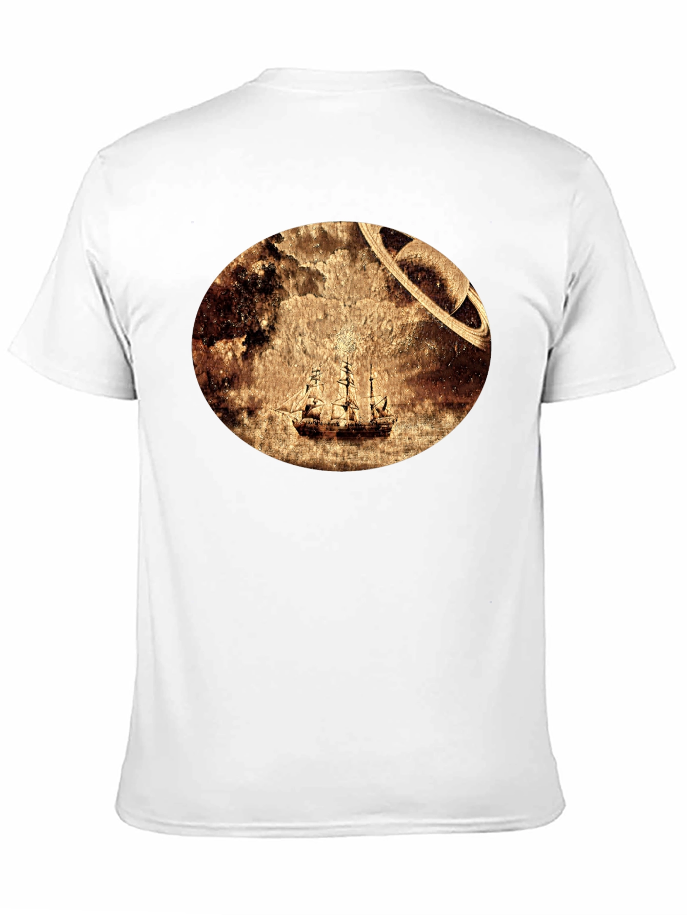 Black Vintage Space Sailboat T-Shirt - Unique Graphic Tee view 11