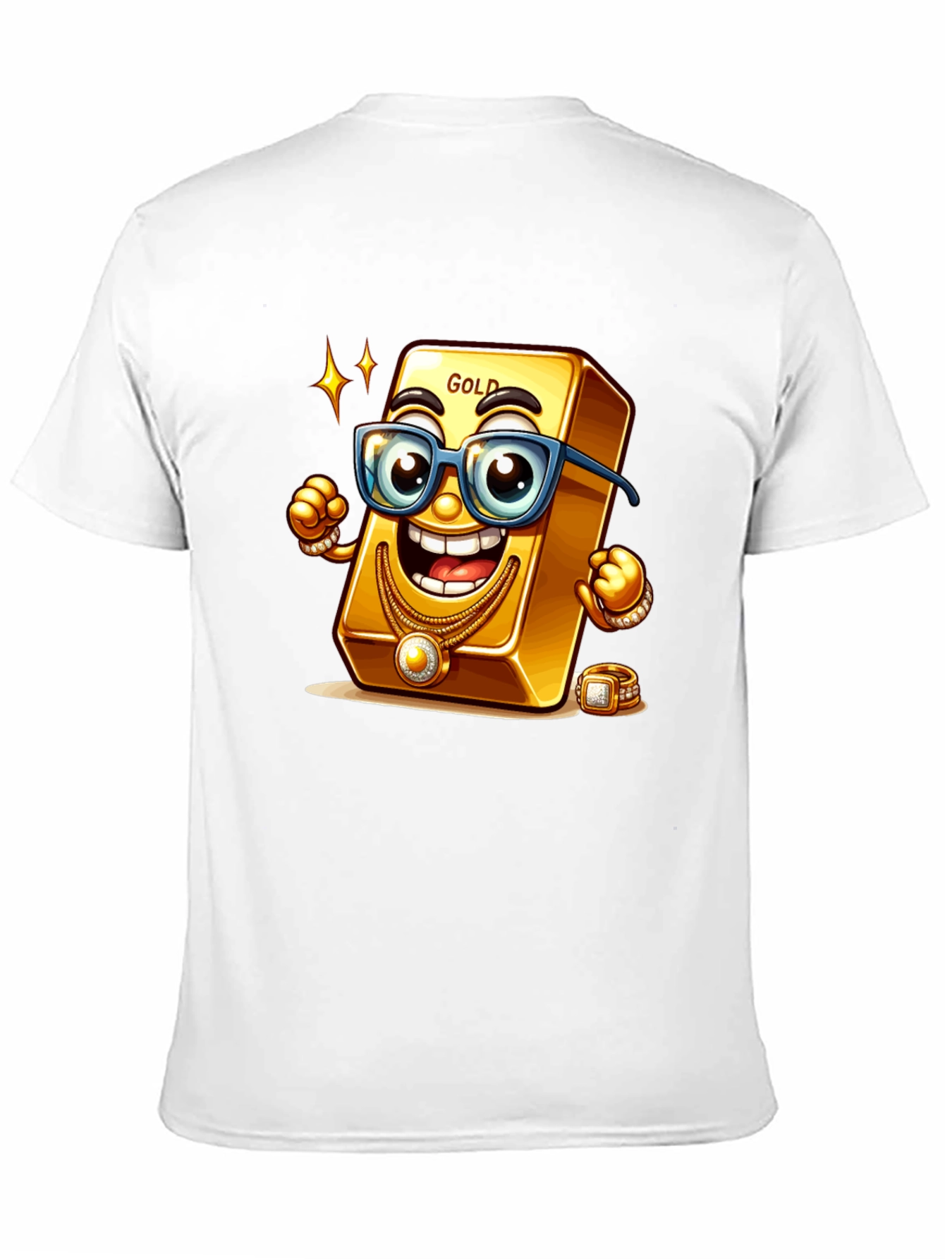Black Funny Gold Bar Cartoon Graphic Tee view 11