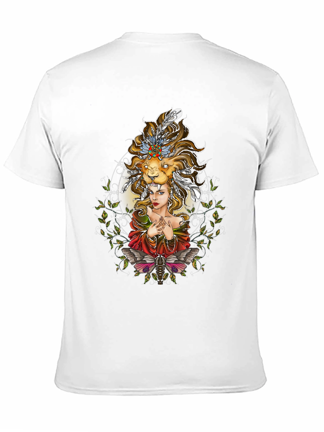 Black Lion Headdress Graphic Print Tee - Unique Design view 11