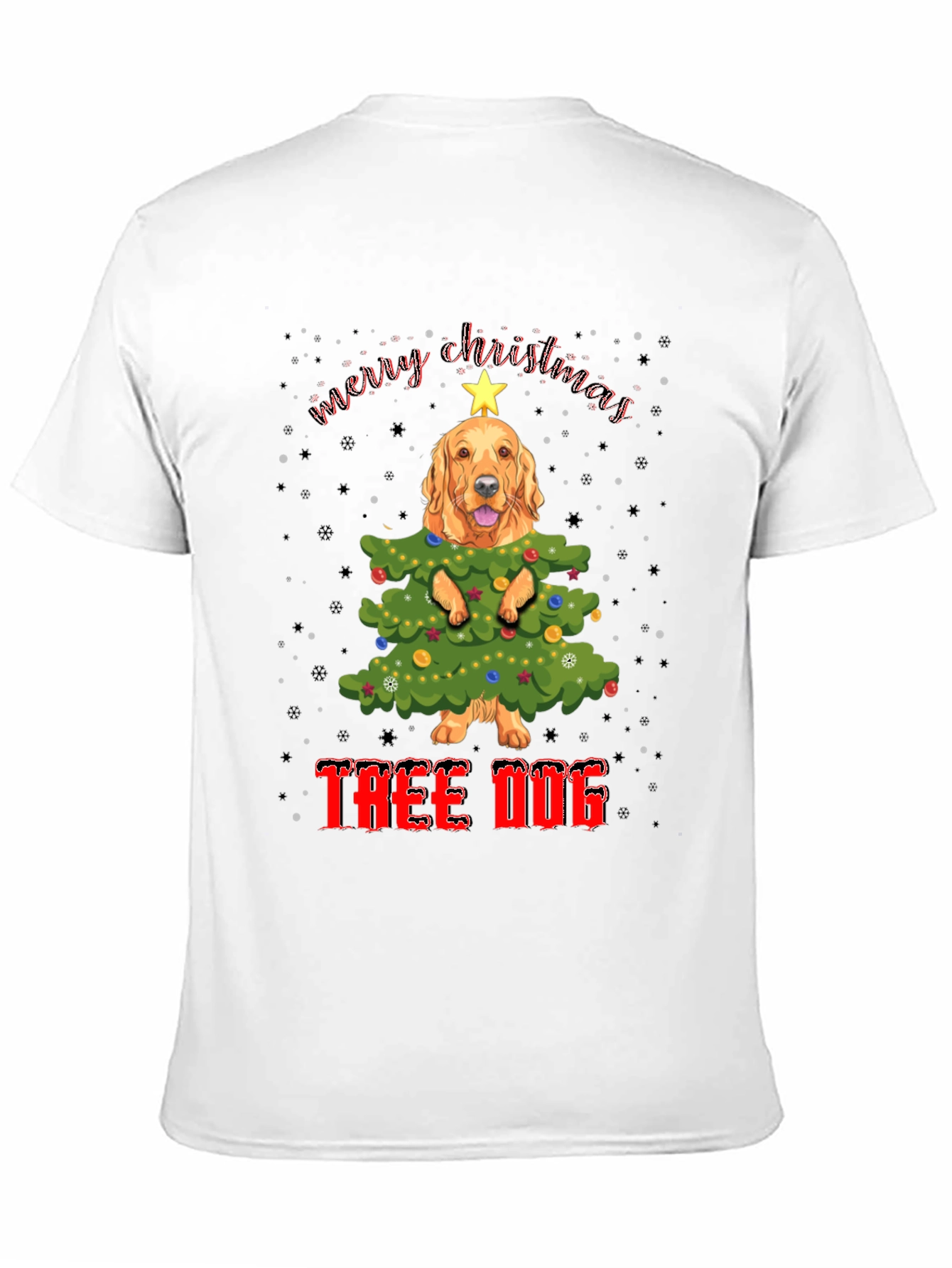 Black Funny Dog Christmas Tree T-Shirt view 11