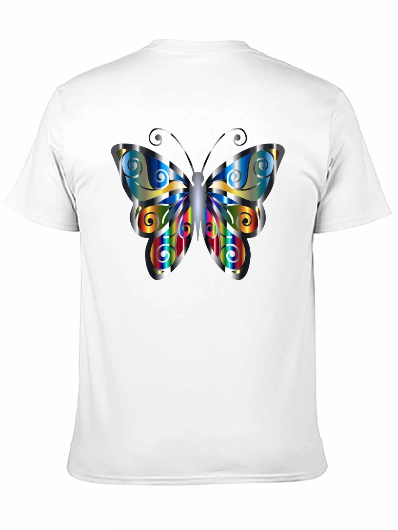 Black Butterfly Graphic Print Men's Black T-Shirt view 11