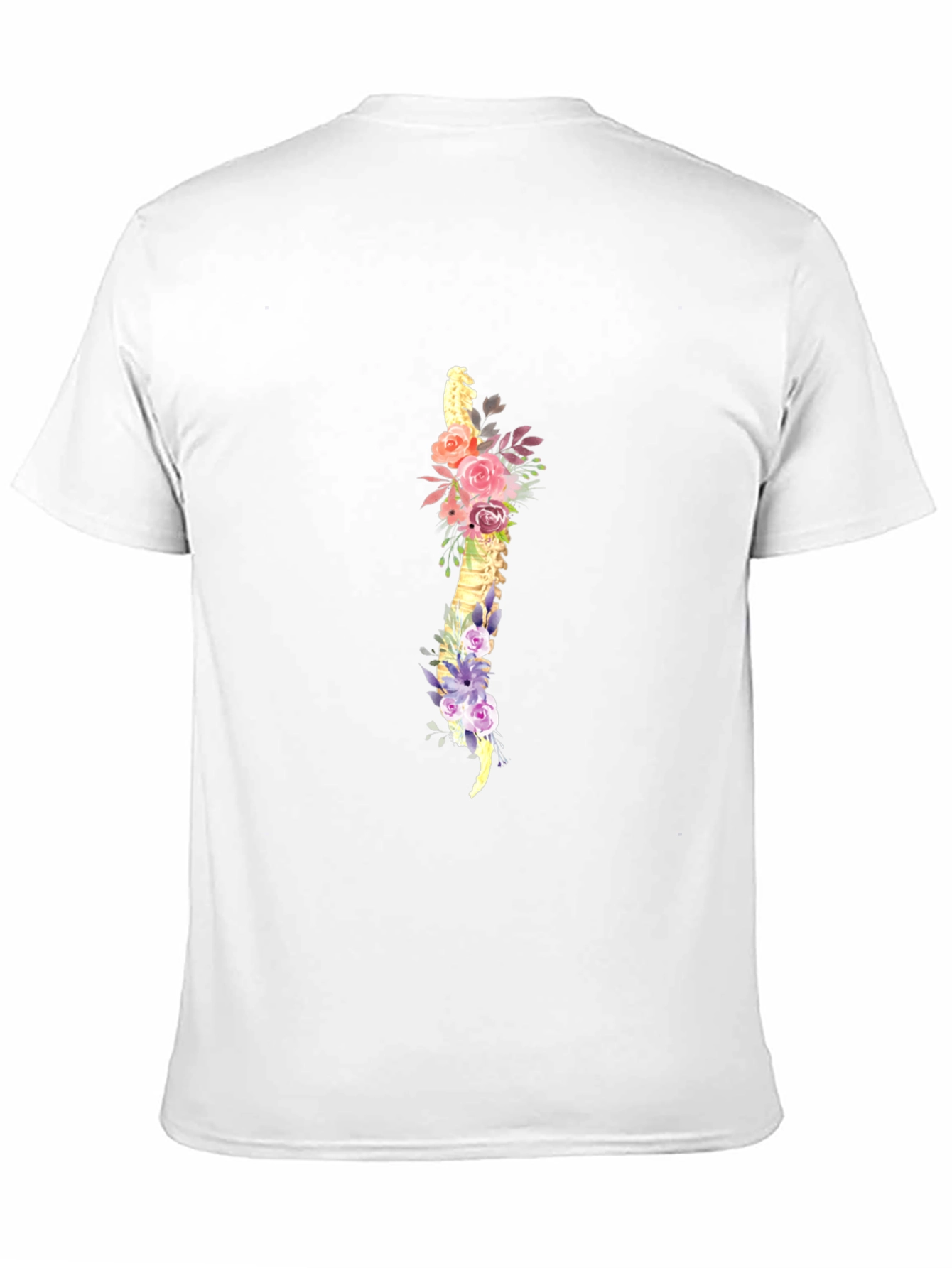 Black Floral Spine Graphic Tee - Black Cotton T-Shirt view 11