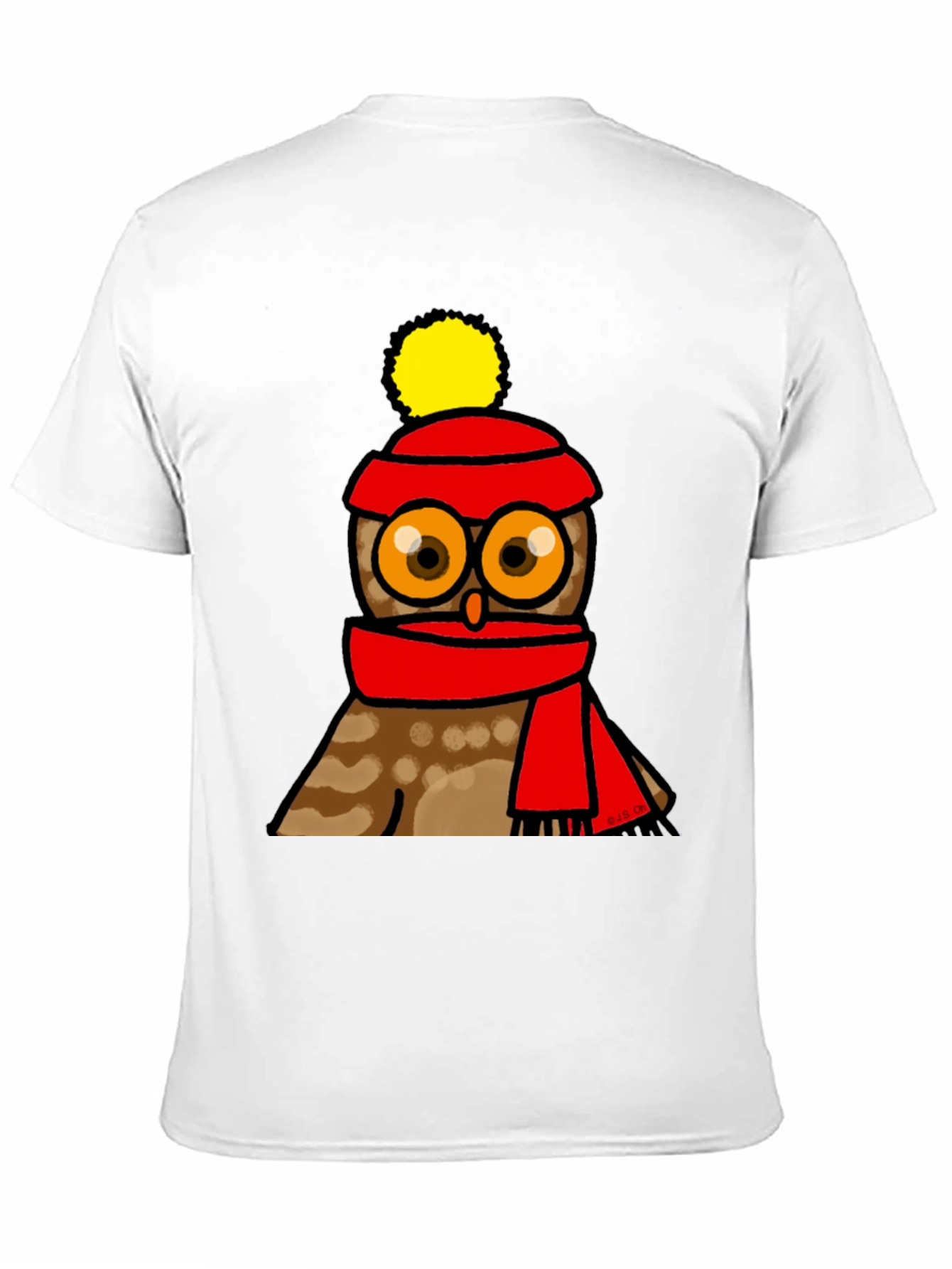Black Cute Owl in Hat & Scarf Graphic T-Shirt view 11