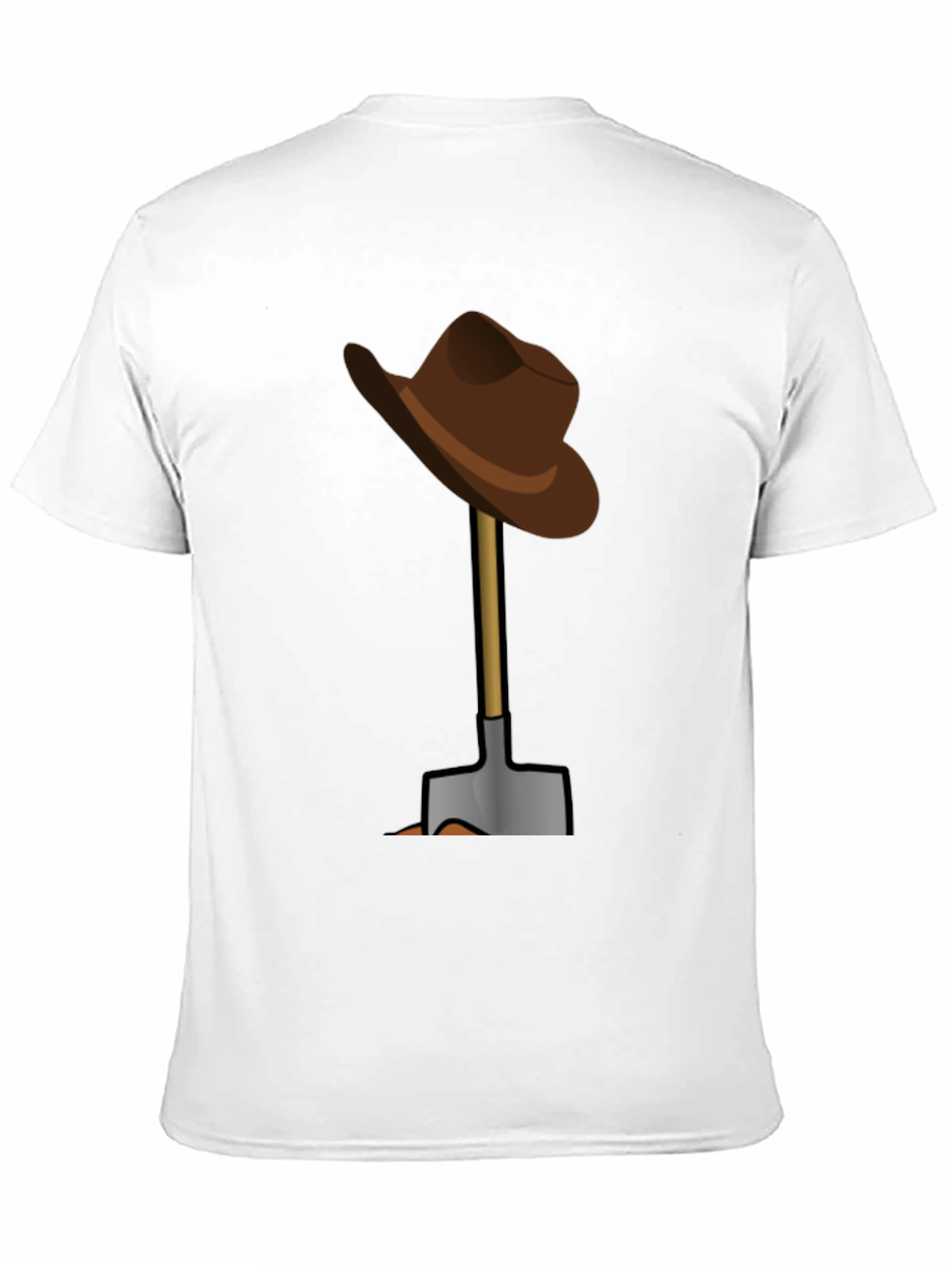 Black Funny T-Shirt: Hat on Shovel Graphic Tee view 11