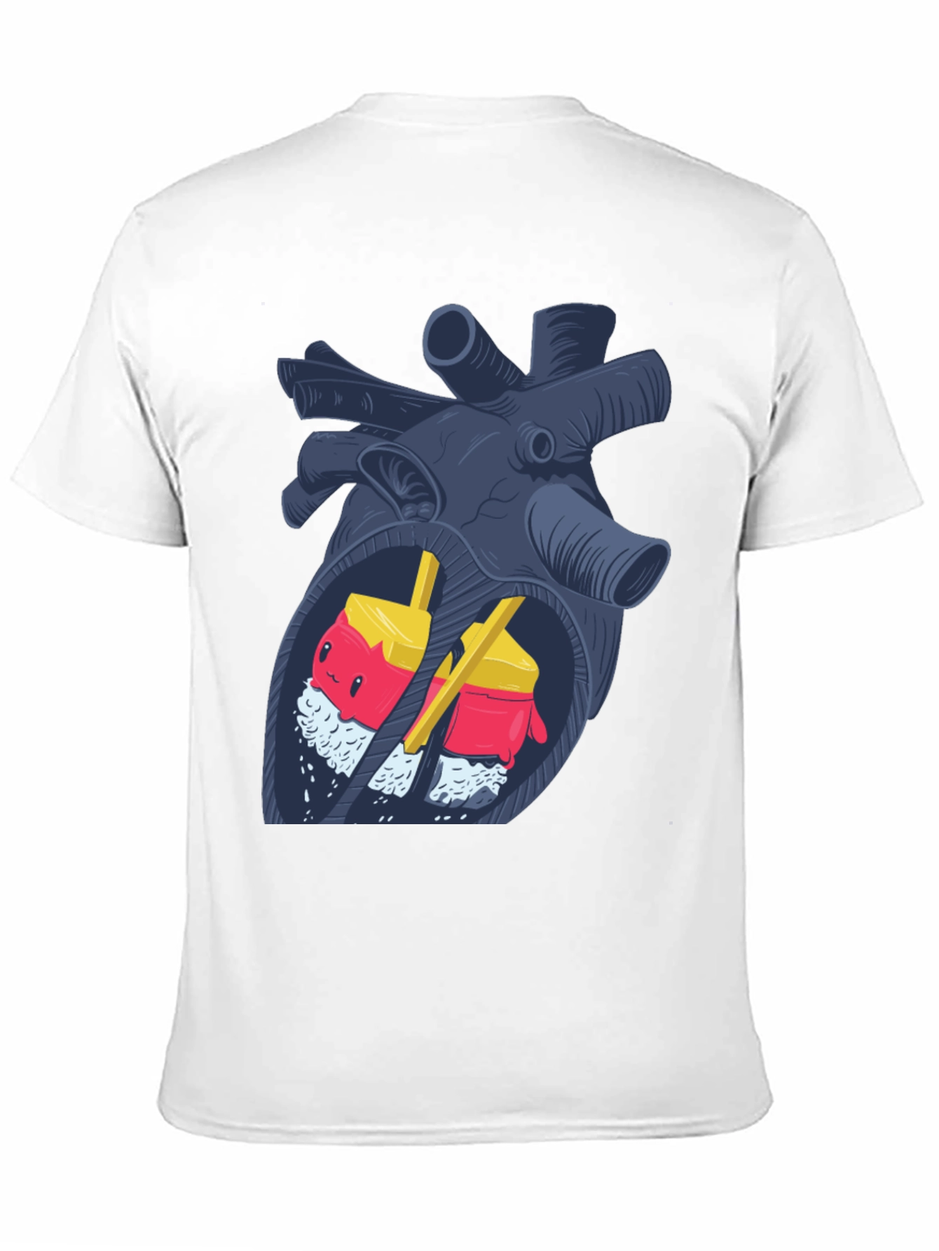 Black Anatomical Sushi Heart T-Shirt view 11