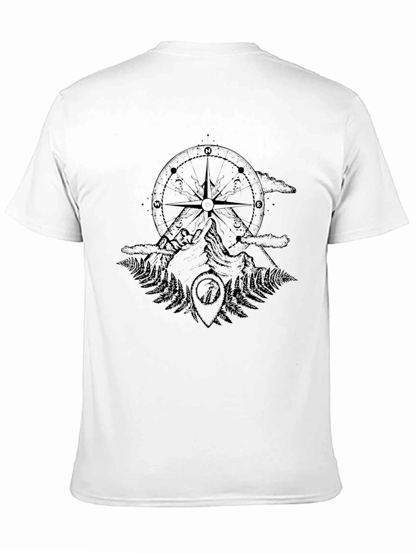 Black Compass & Mountain Graphic Black T-Shirt view 11