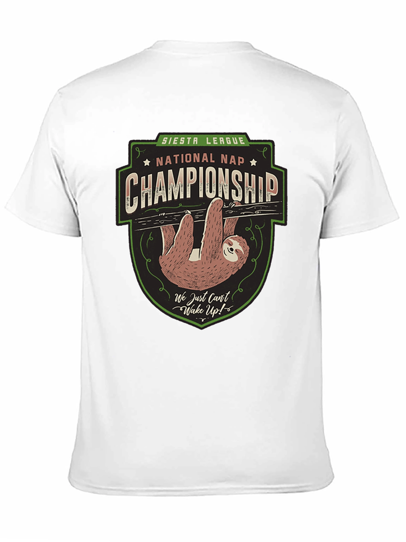 Black Siesta League National Nap Championship Sloth T-Shirt view 11