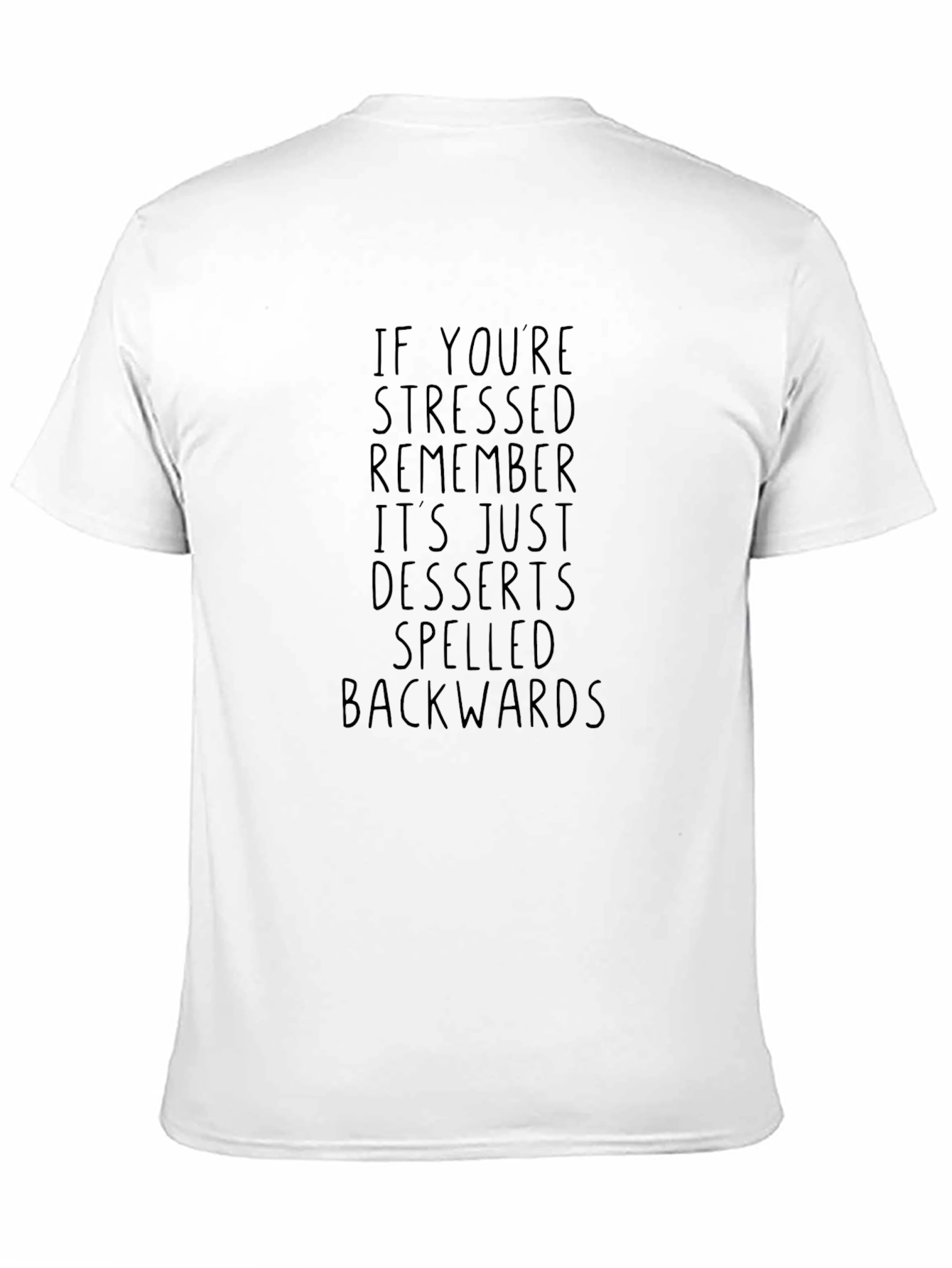 Black Stressed Desserts Backwards T-Shirt view 11
