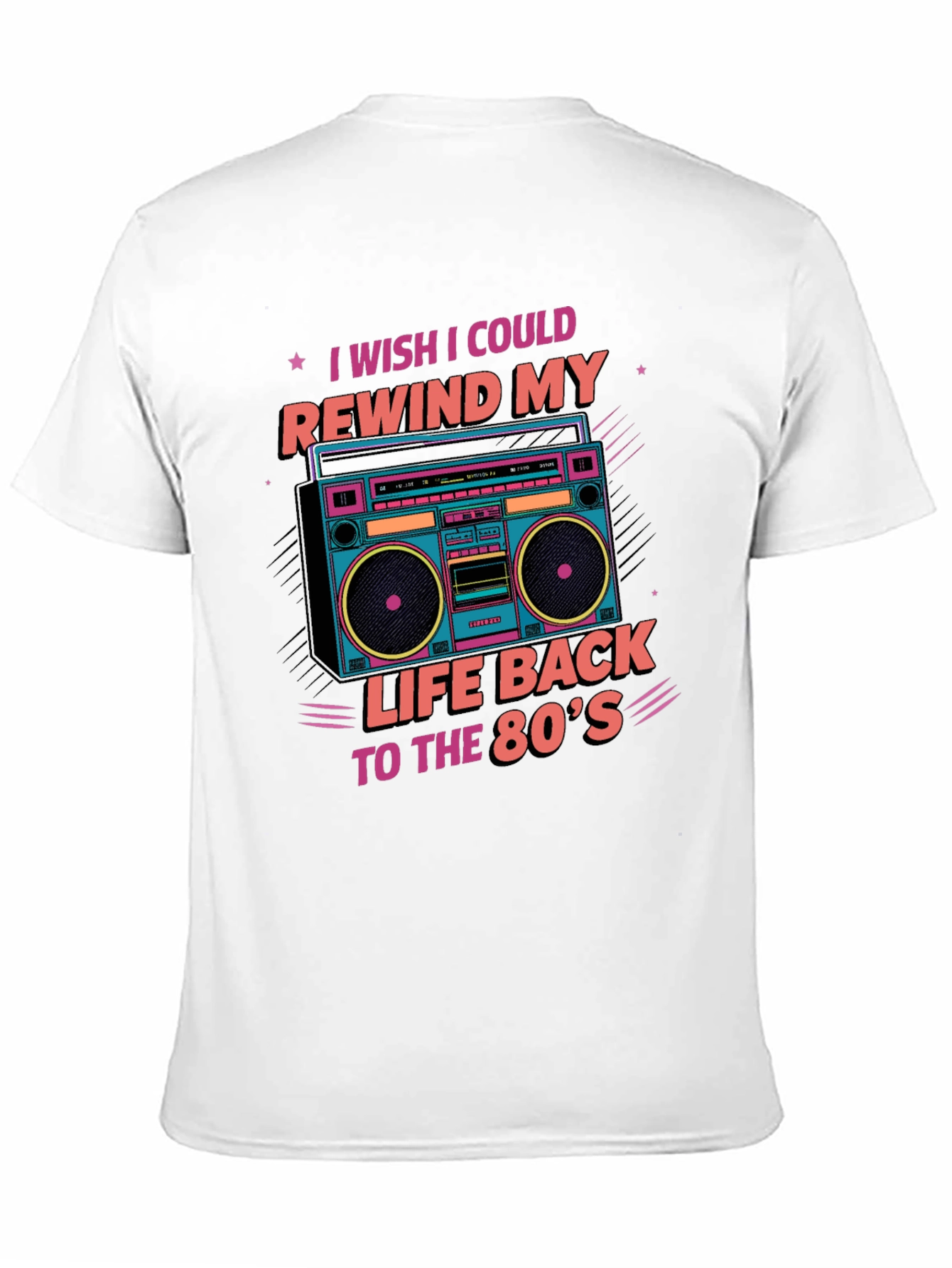 Black Rewind to the 80's Retro Boombox T-Shirt view 11