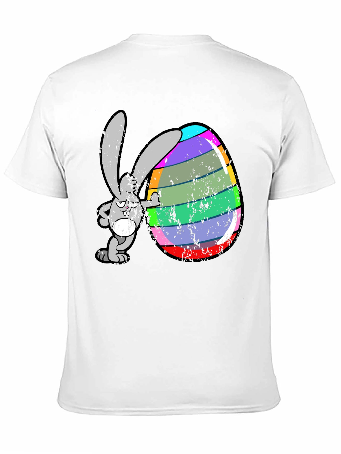 Black Easter Bunny Egg Graphic Tee - Funny Cartoon Rabbit Shirt view 11