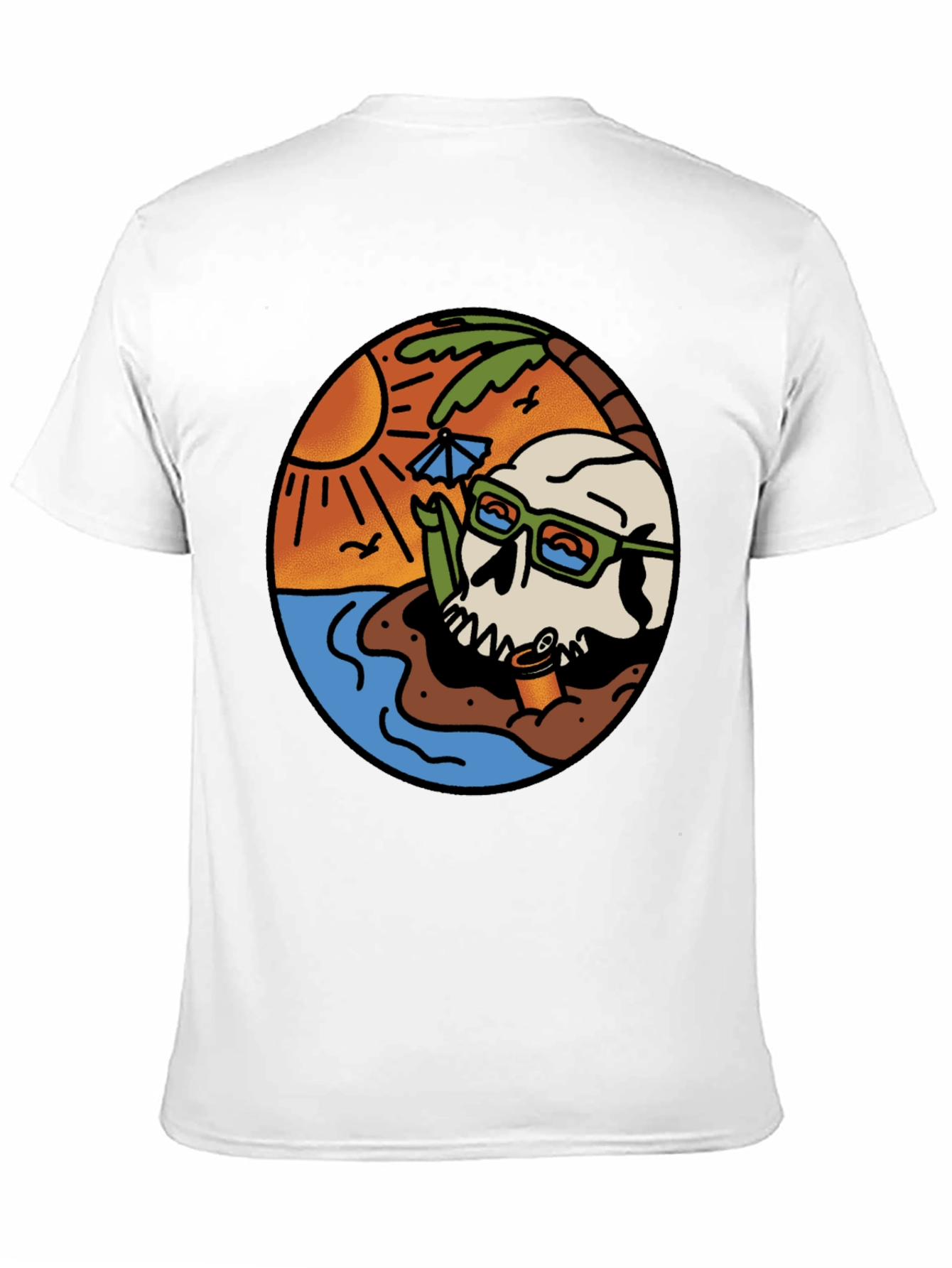 Black Beach Skull Graphic Tee - Cool Summer Vibes view 11