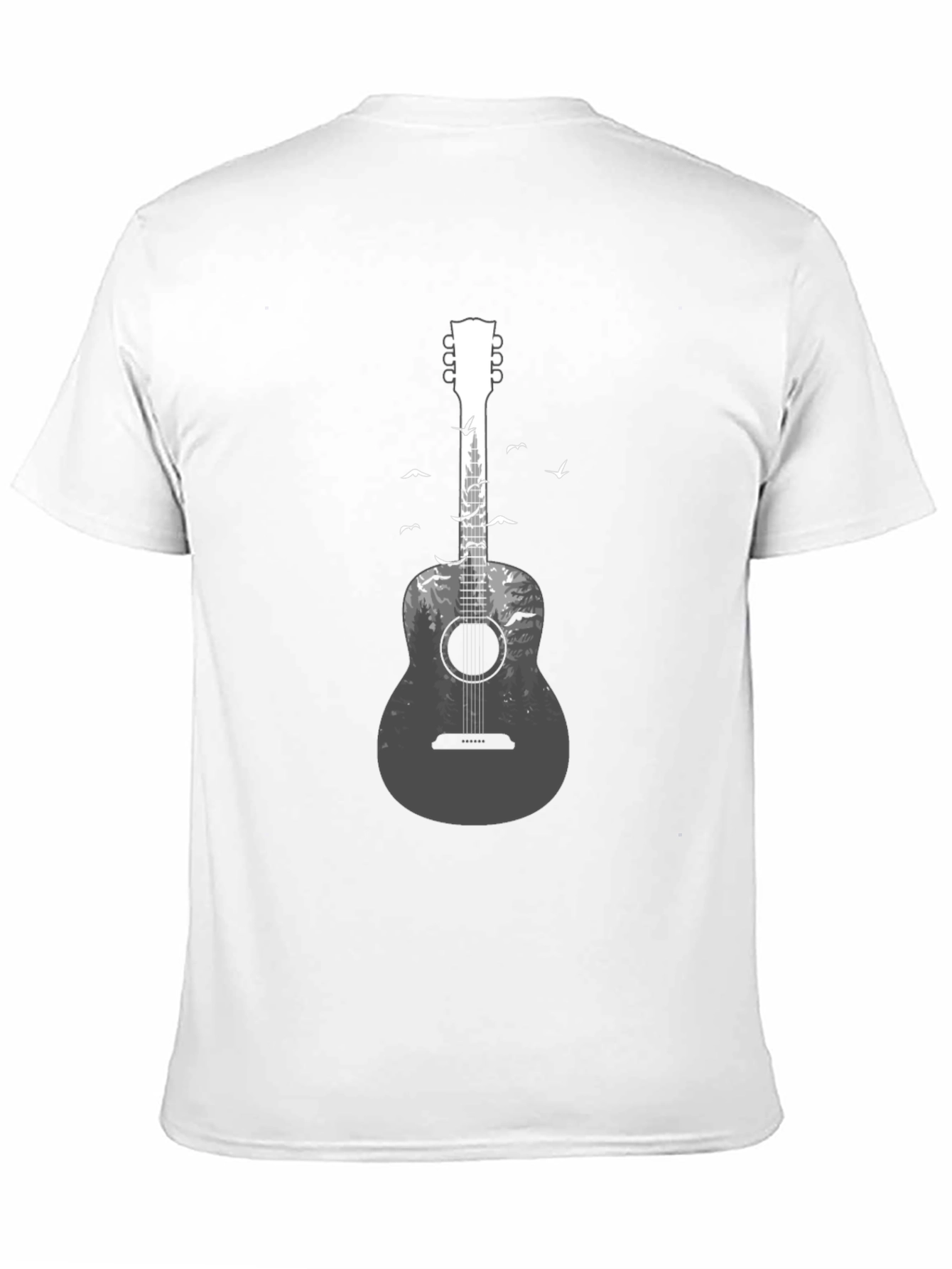Black Acoustic Guitar Forest Graphic Tee - Nature Music Lover T-Shirt view 11