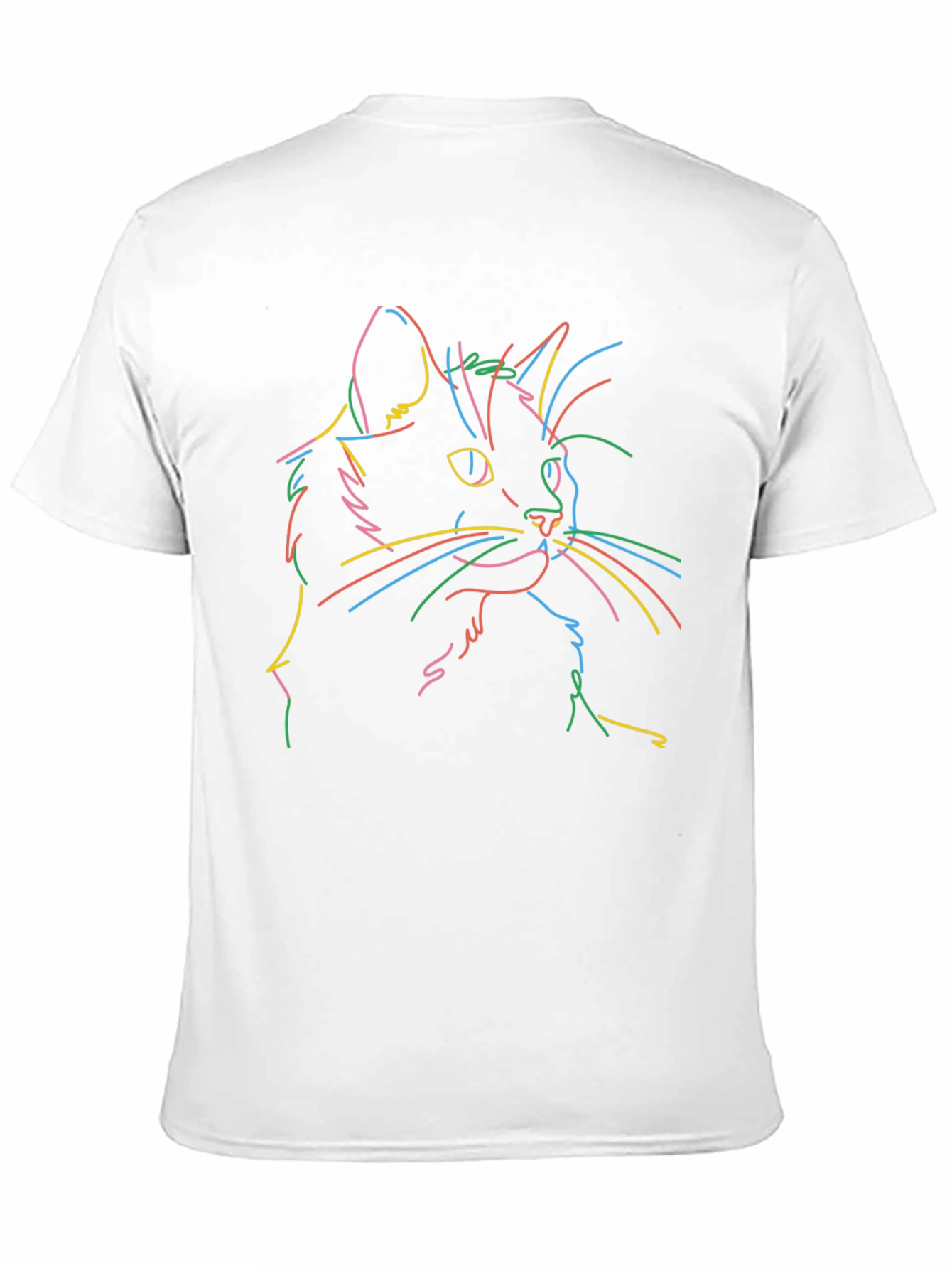 Black Neon Cat Line Art Black T-Shirt view 11