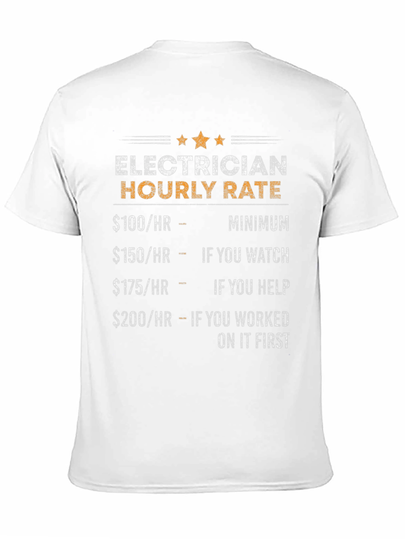 Black Electrician Hourly Rate Humor T-Shirt view 11