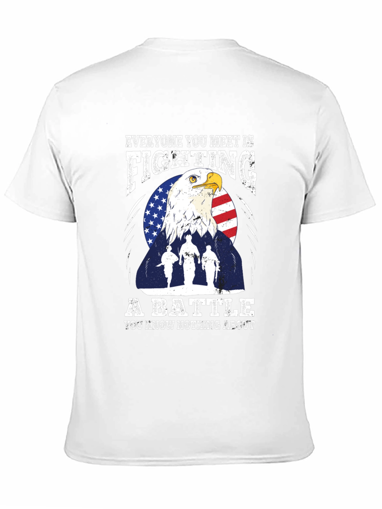 Patriotic Eagle and Soldiers Graphic T-Shirt - "A Battle" - 11