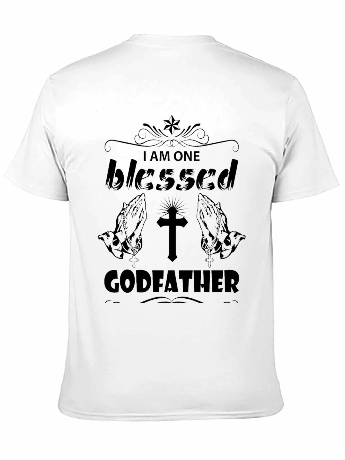 Black Blessed Godfather T-Shirt - Religious Gift view 11