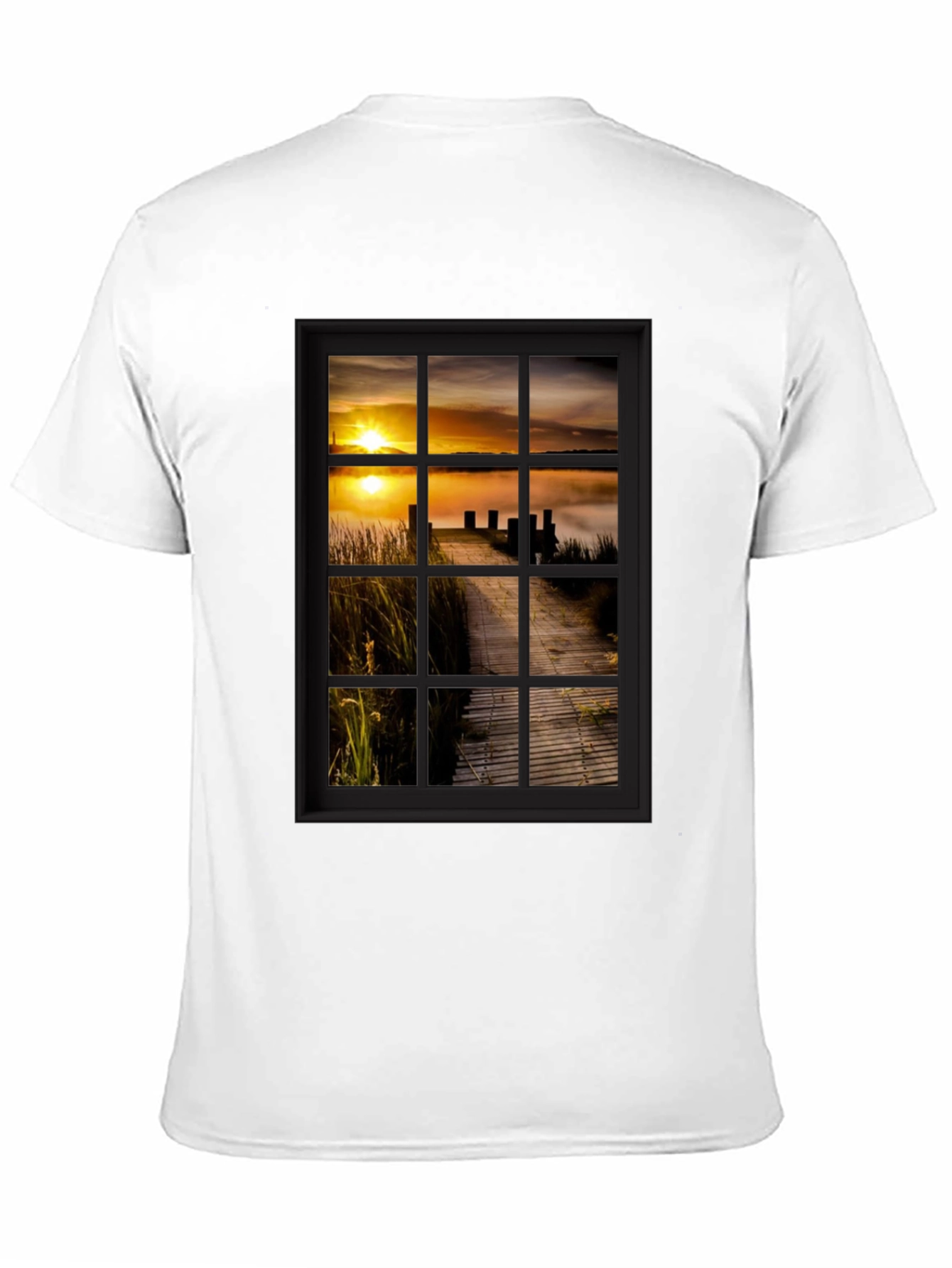 Black Sunrise Pier Window Graphic Tee - Unique Design! view 11