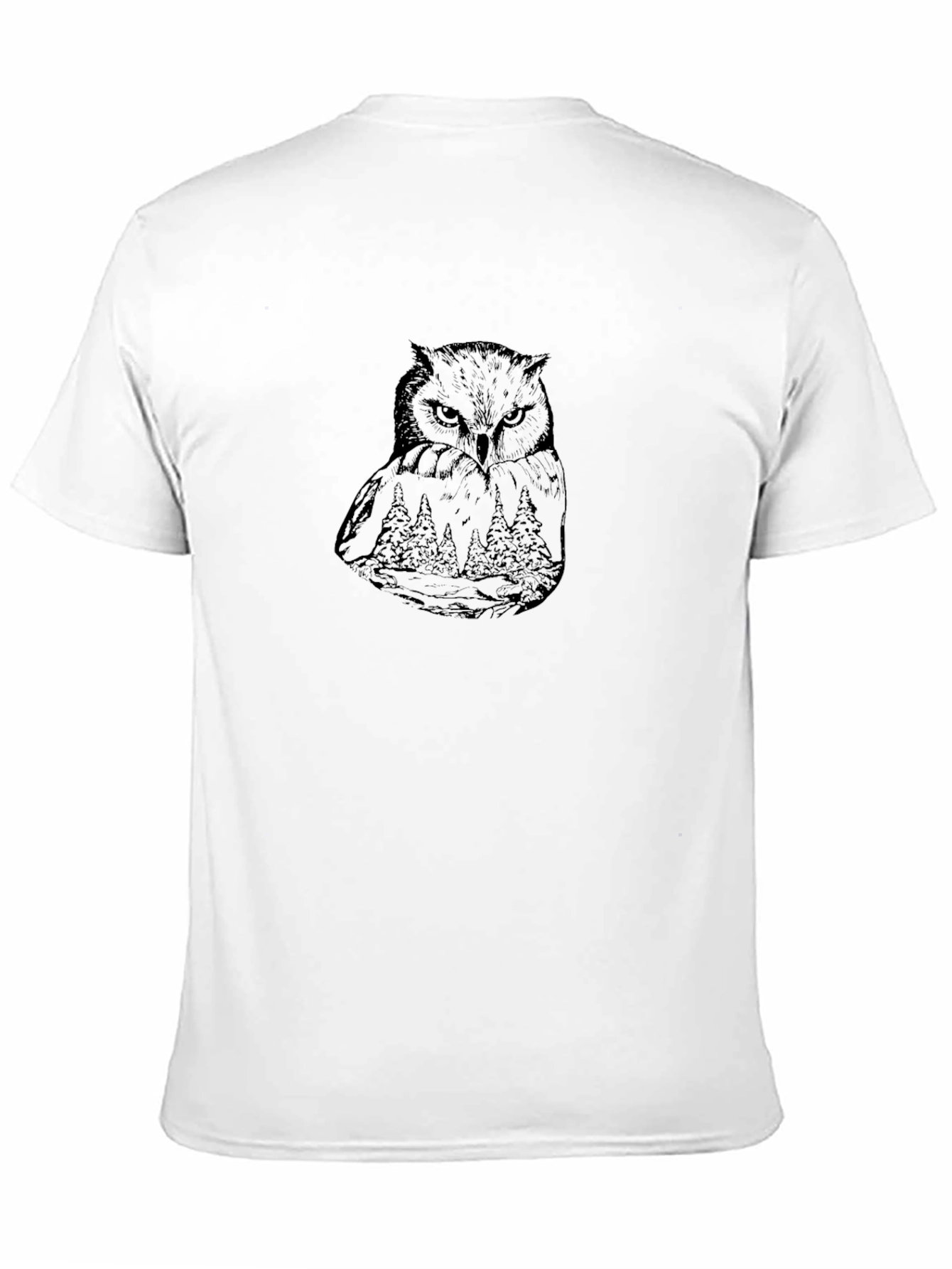 Black Owl & Forest Graphic Tee - Men's Black T-Shirt view 11