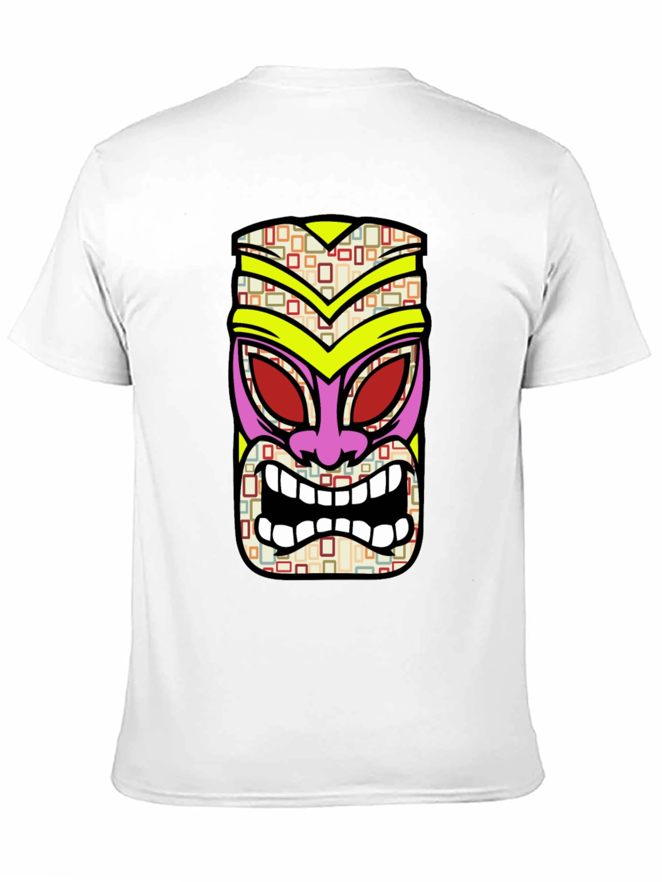 Black Tiki Mask Graphic Tee - Black Cotton T-Shirt view 11