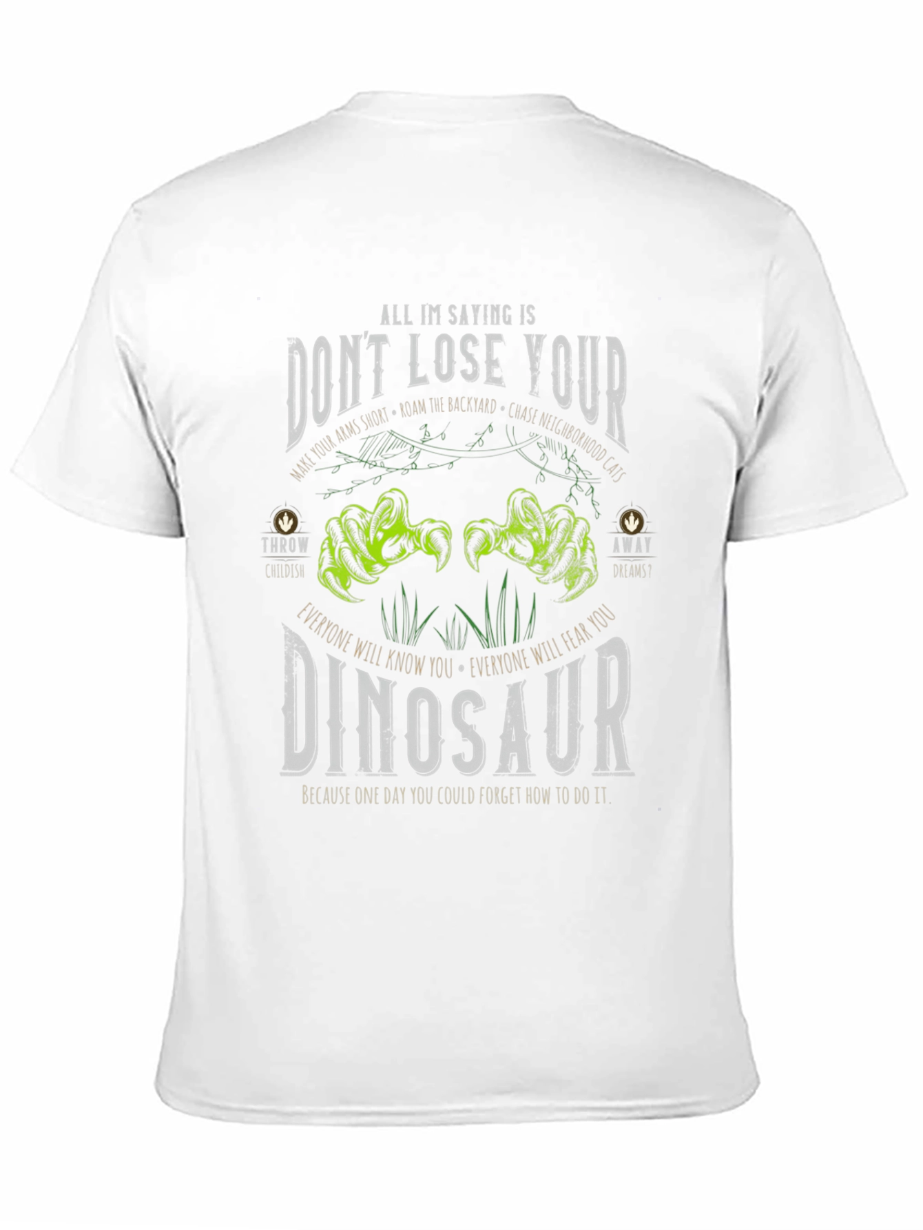 Black Don't Lose Your Dinosaur Graphic Tee - Black Cotton T-Shirt view 11