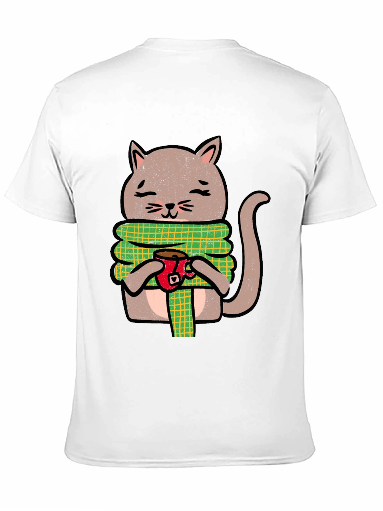Black Cozy Cat Coffee T-Shirt - Cute Cartoon Tee view 11