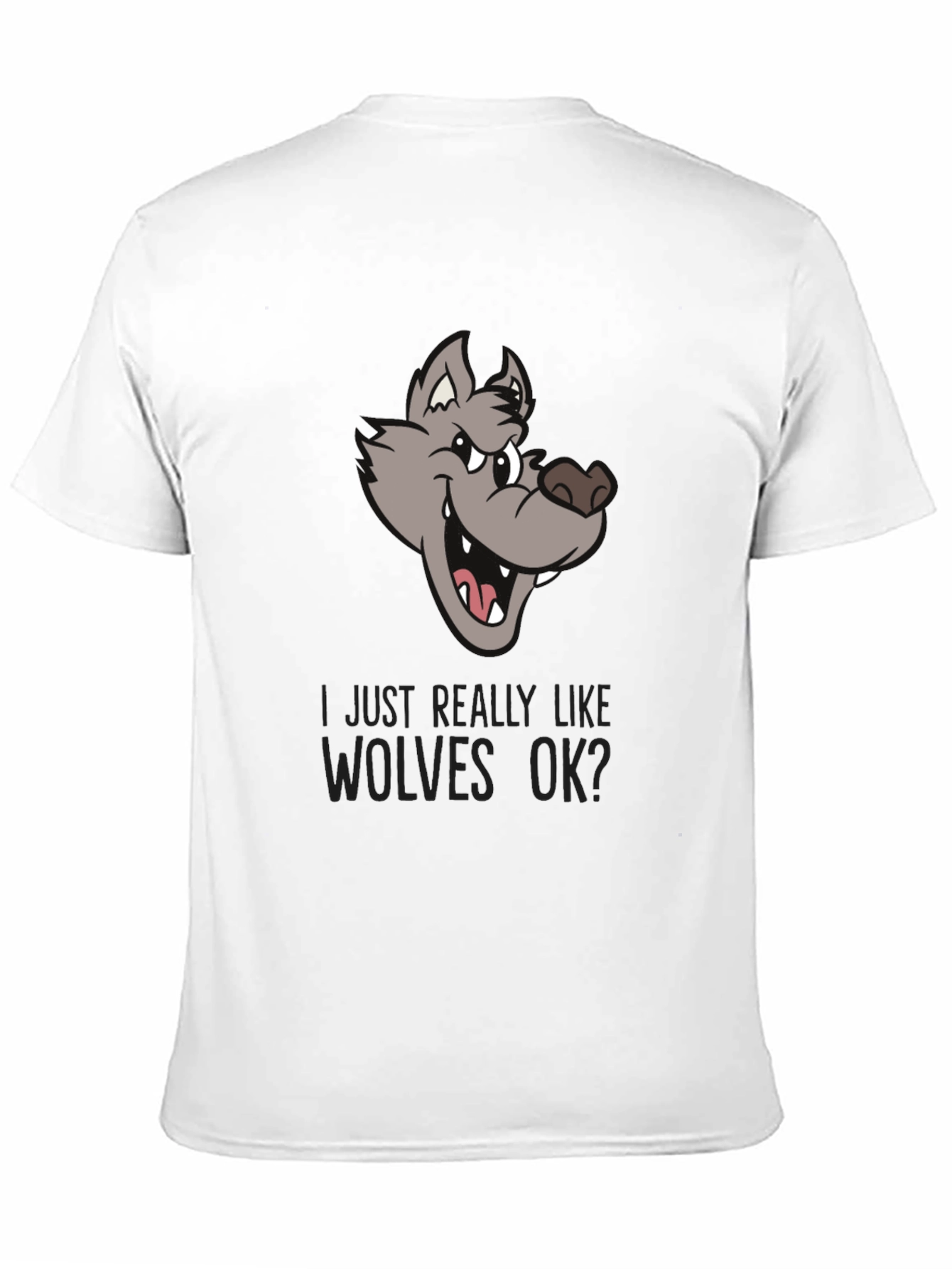 Black Wolf Lover Graphic Tee - "I Just Really Like Wolves OK?" view 11