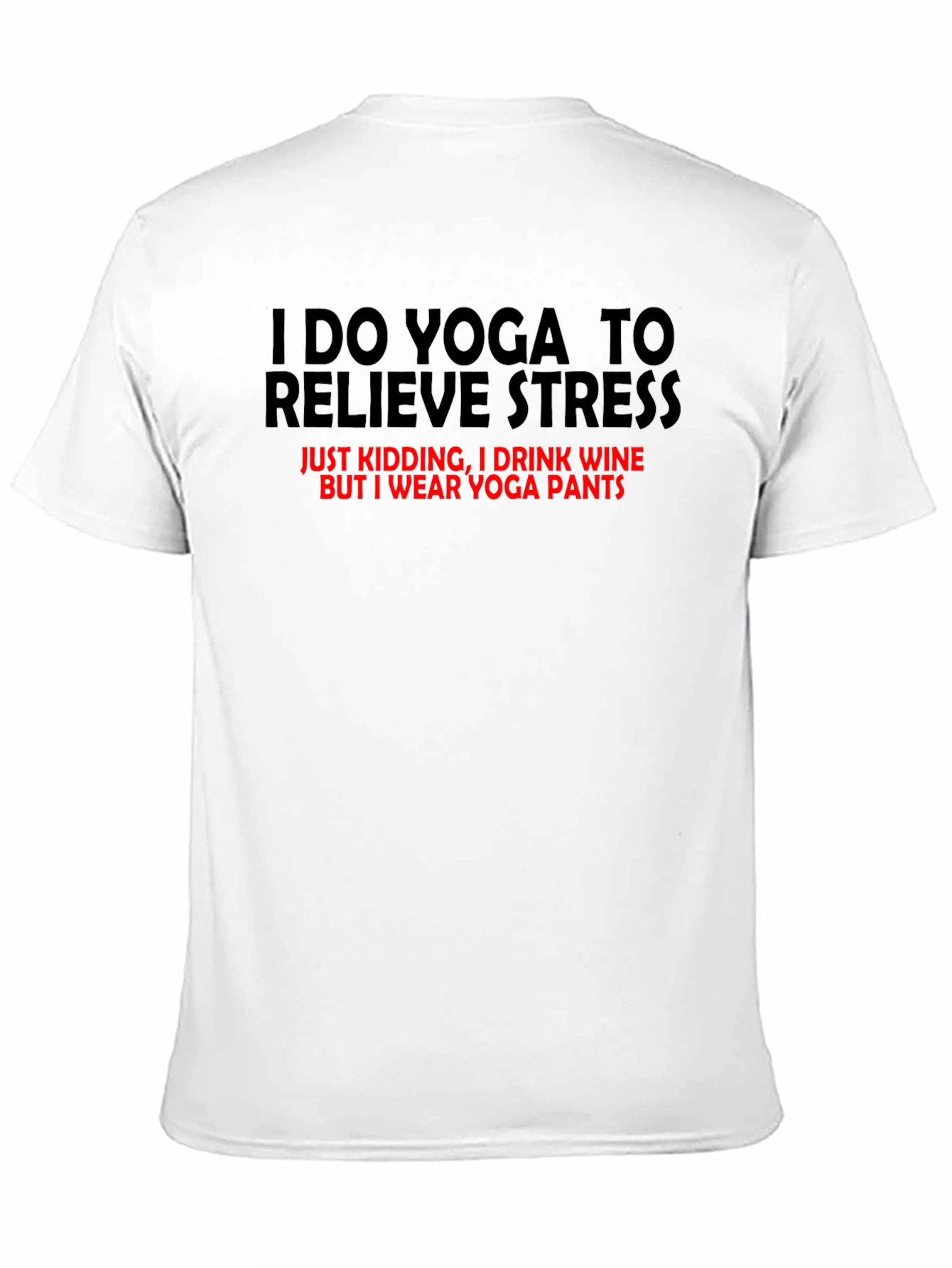 Black Funny Yoga Wine T-Shirt: Relieve Stress in Style view 11