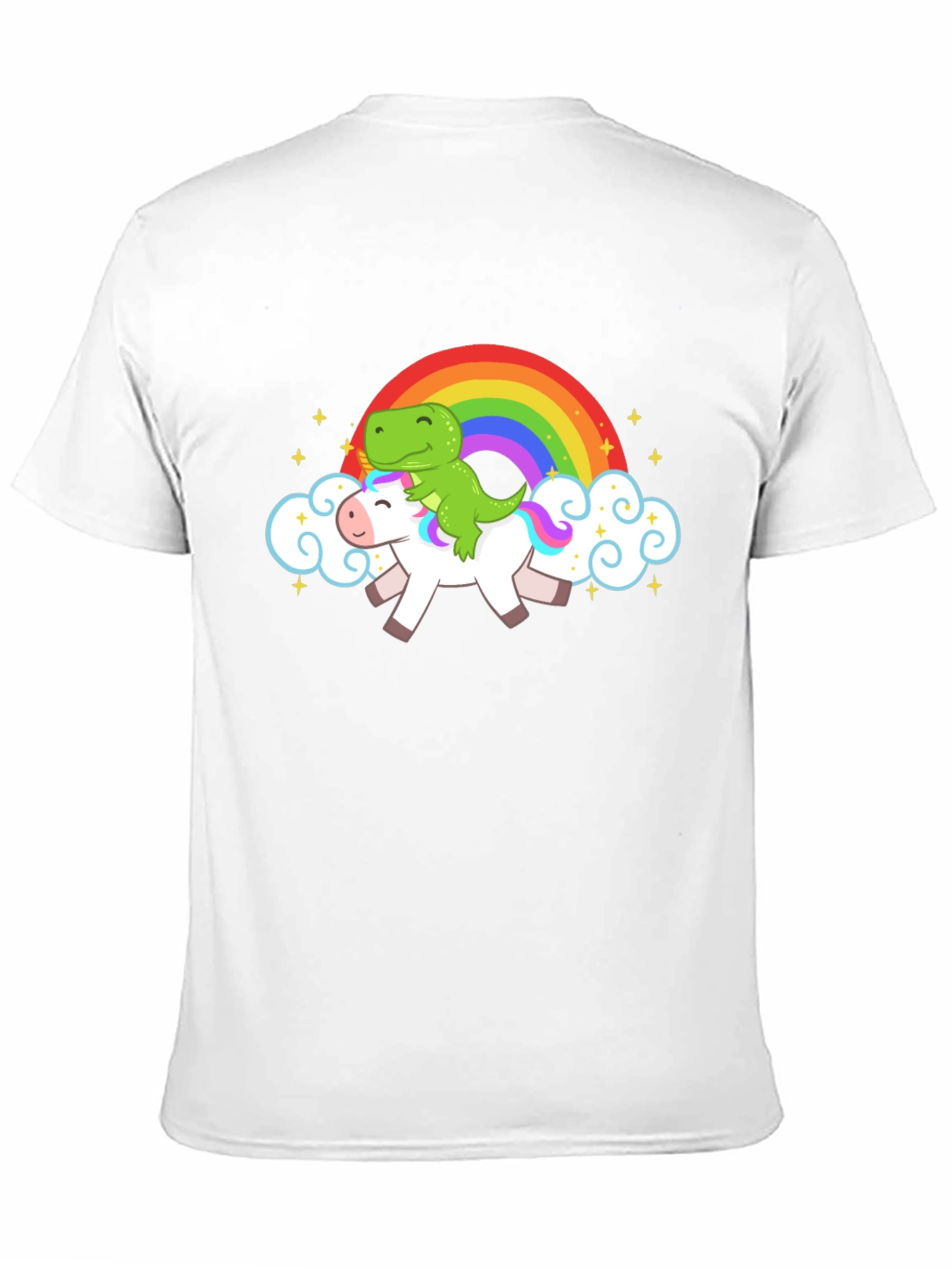 Black Dinosaur Unicorn Rainbow T-Shirt view 11