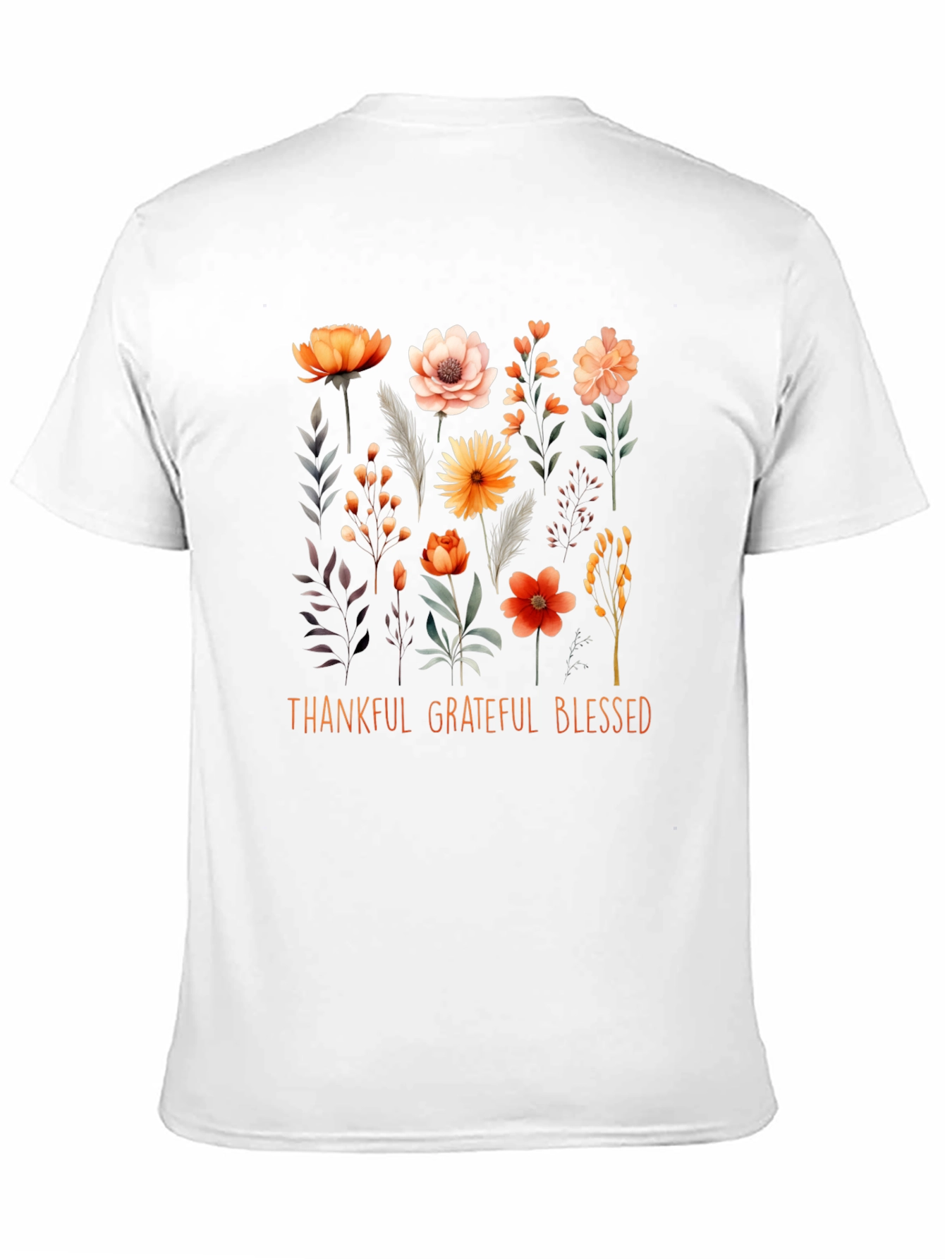 Black Thankful Grateful Blessed Floral T-Shirt view 11