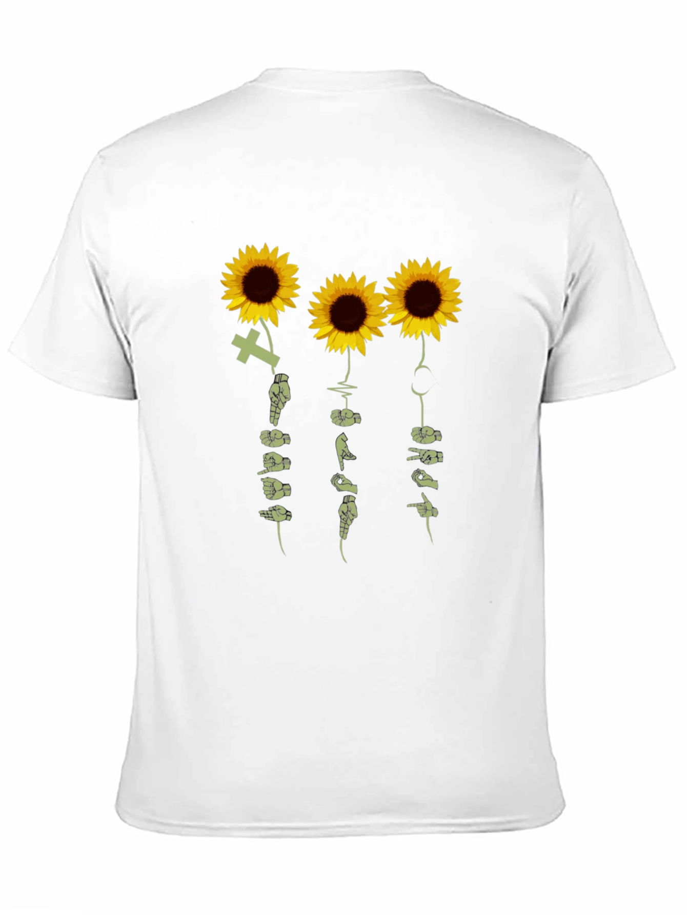 Black Sunflower Sign Language T-Shirt - Black view 11