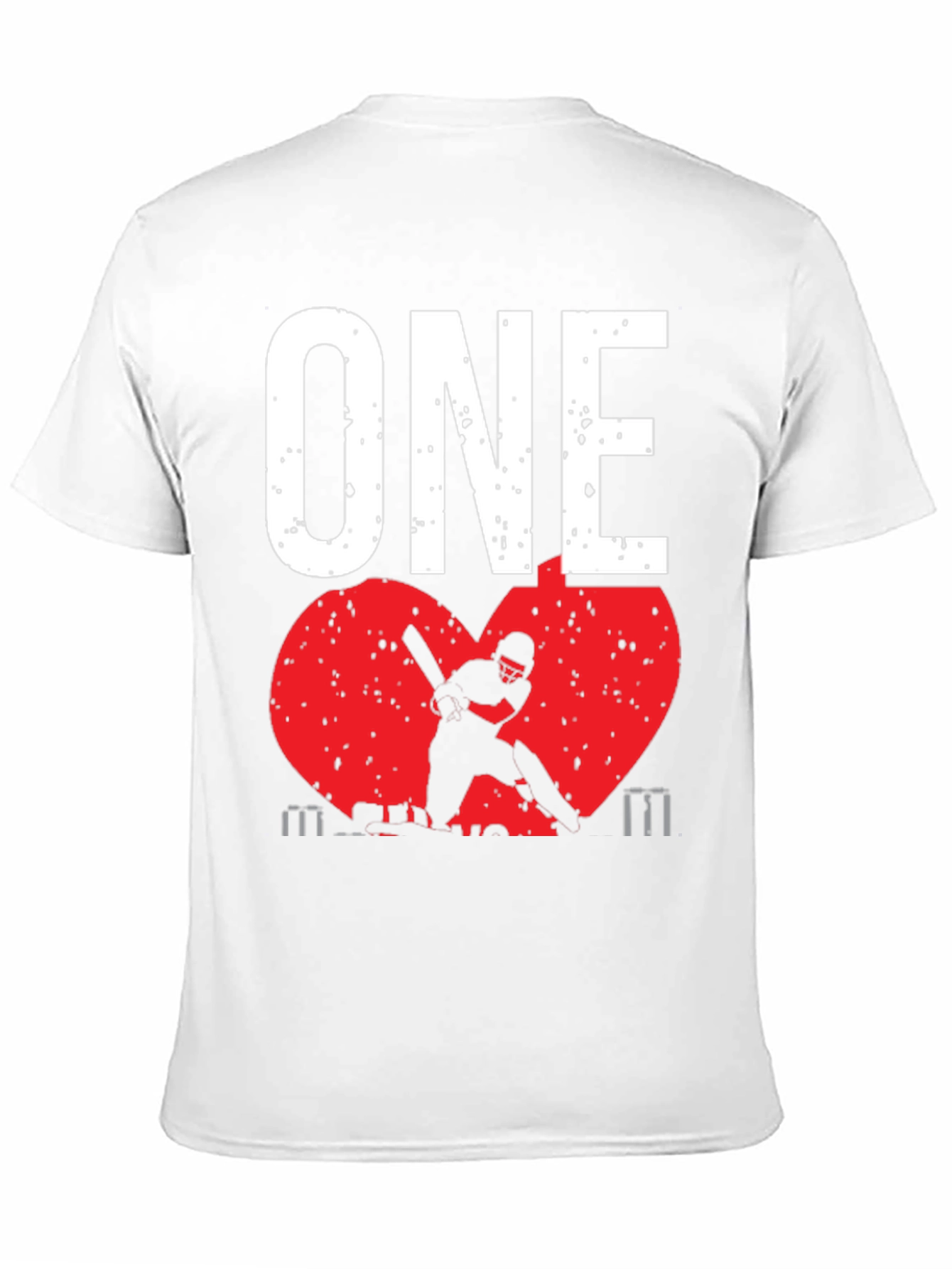 Black ONE Cricket Fan T-Shirt - Red Heart Design view 11