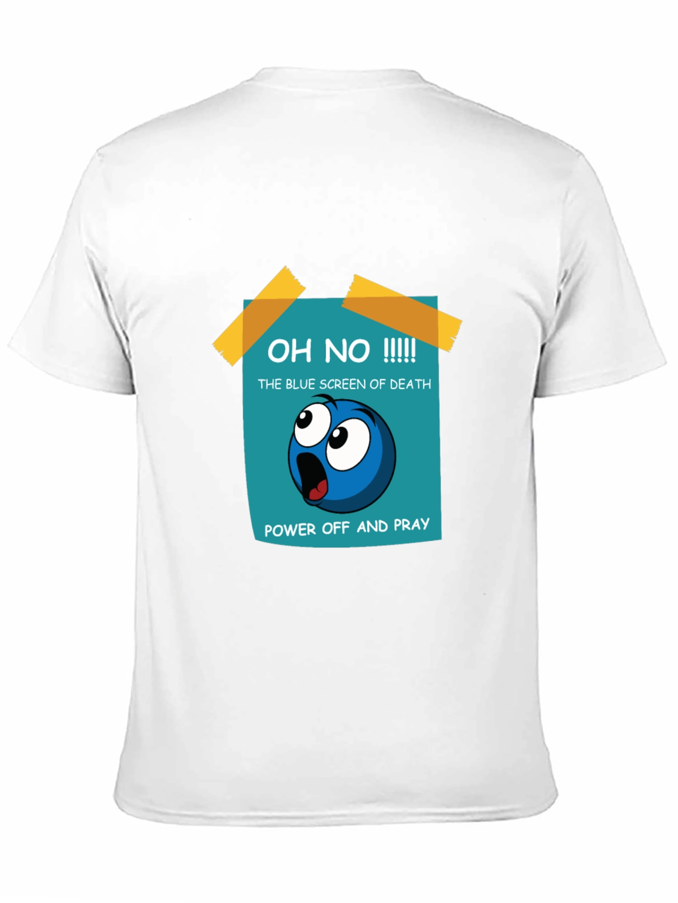 Black Blue Screen of Death Graphic Tee - Power Off and Pray T-Shirt view 11