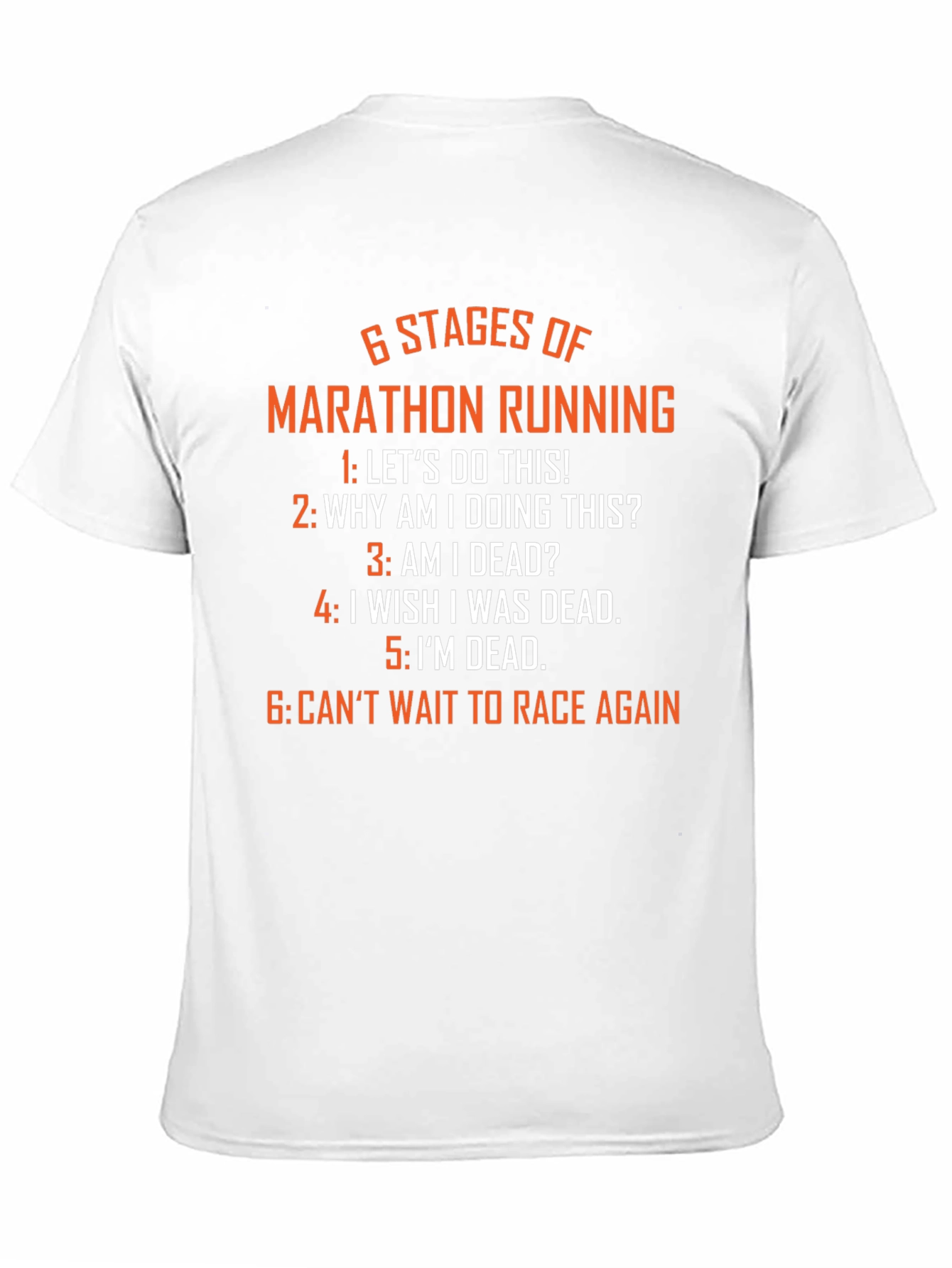 Black 6 Stages of Marathon Running T-Shirt - Funny Runner Tee view 11