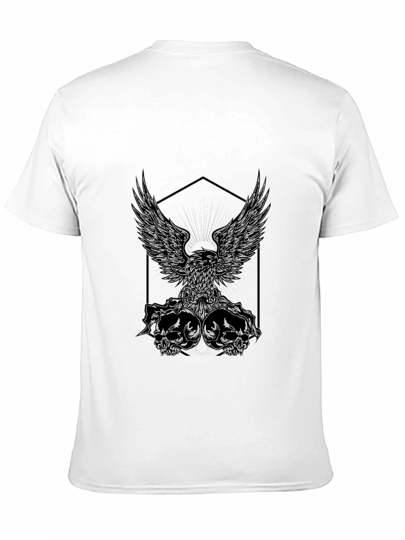 Black Eagle & Skull Graphic Tee - Black Cotton Blend view 11