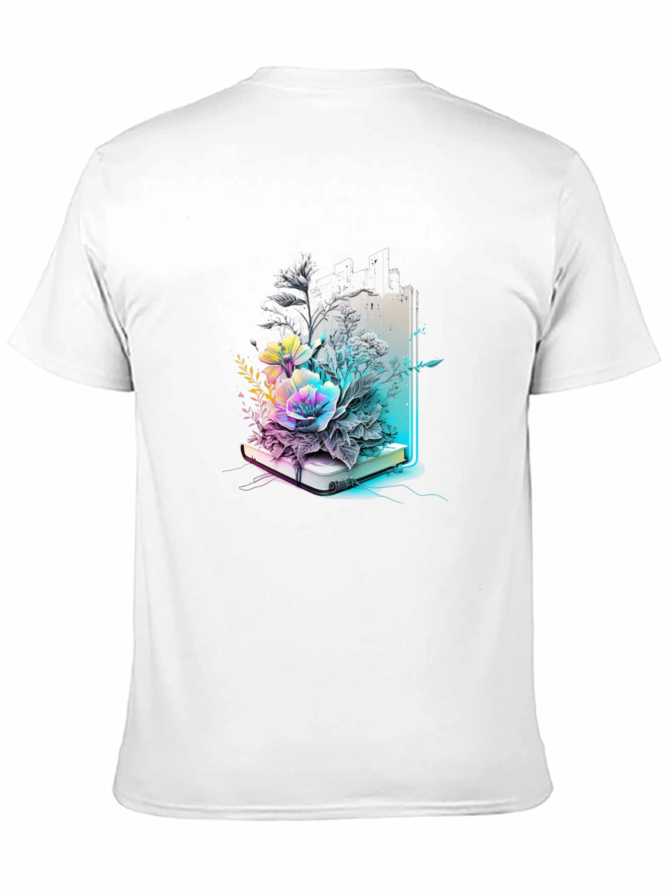Black Floral Bookworm Tee - Artistic Graphic T-Shirt view 11