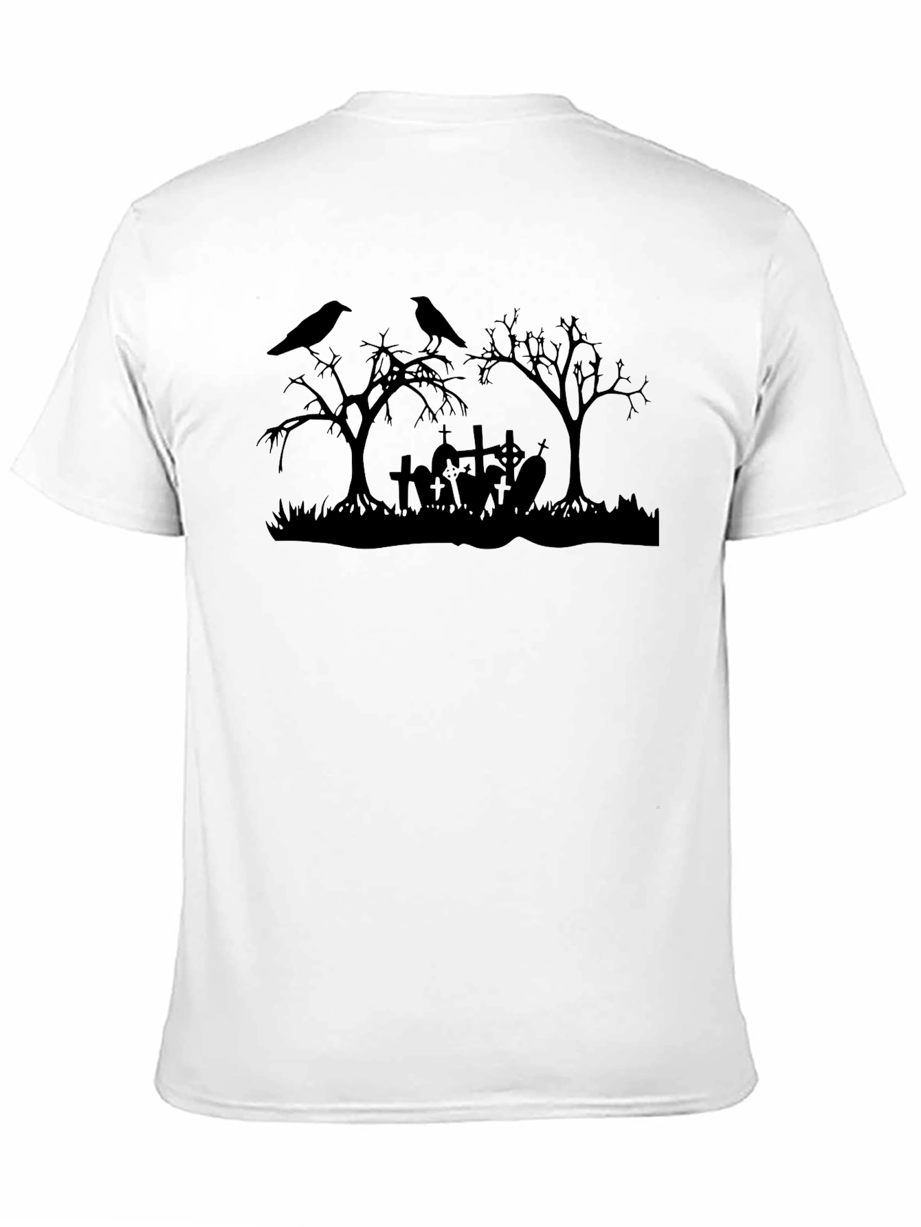 Black Men's Halloween Graveyard Graphic Tee view 11