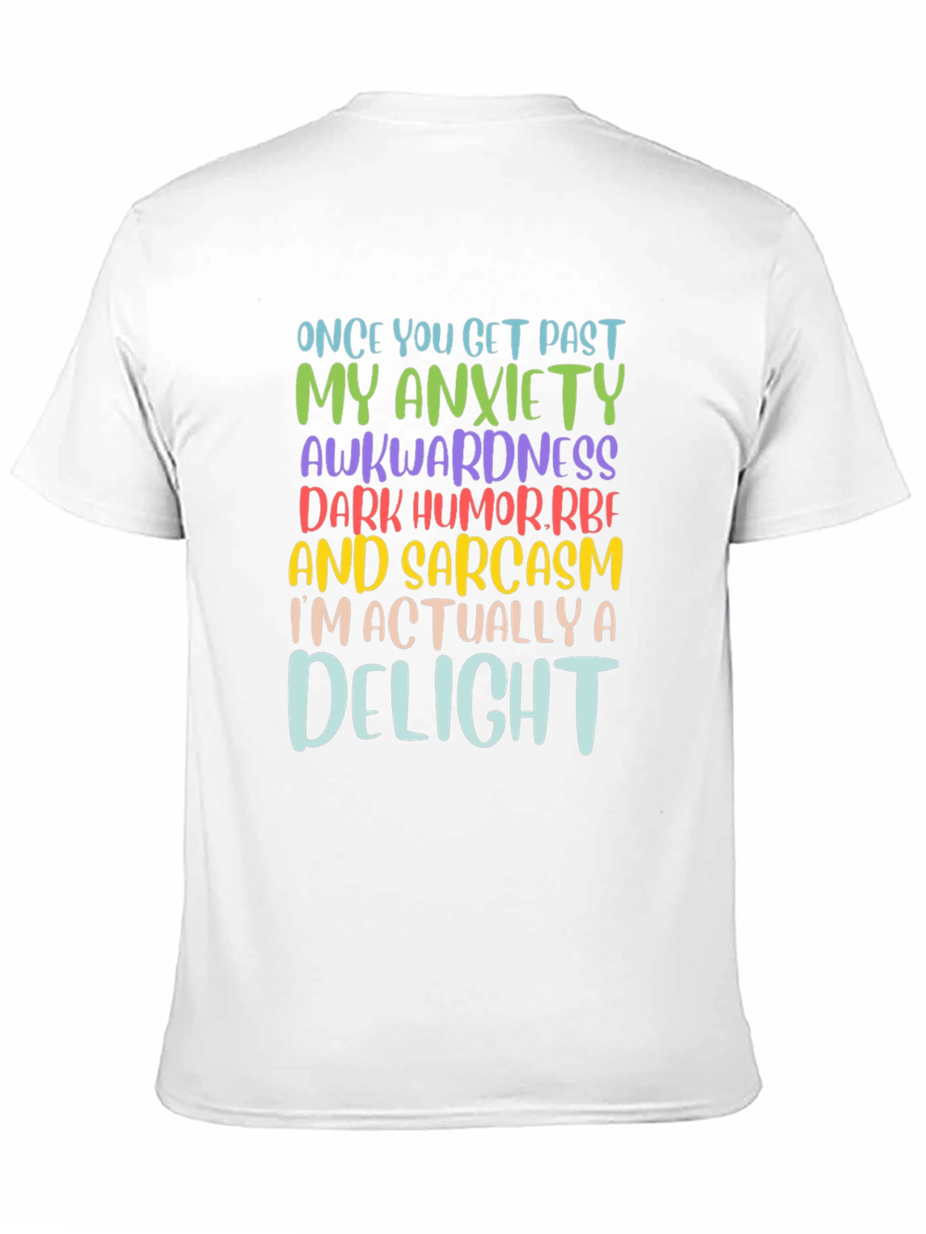 Black Anxiety Awkwardness Sarcasm Delight Novelty Graphic T-Shirt view 11