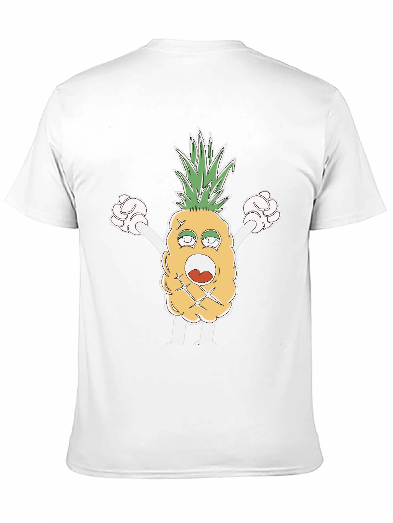 Black Funny Pineapple Cartoon T-Shirt - Black view 11