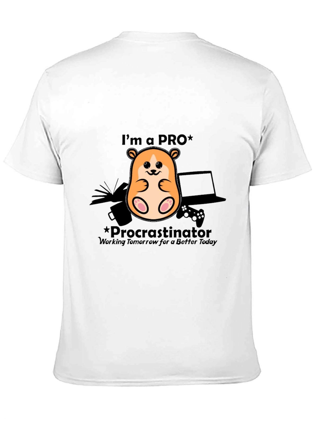 Black Procrastinator Gamer T-Shirt - Funny Hamster Design view 11