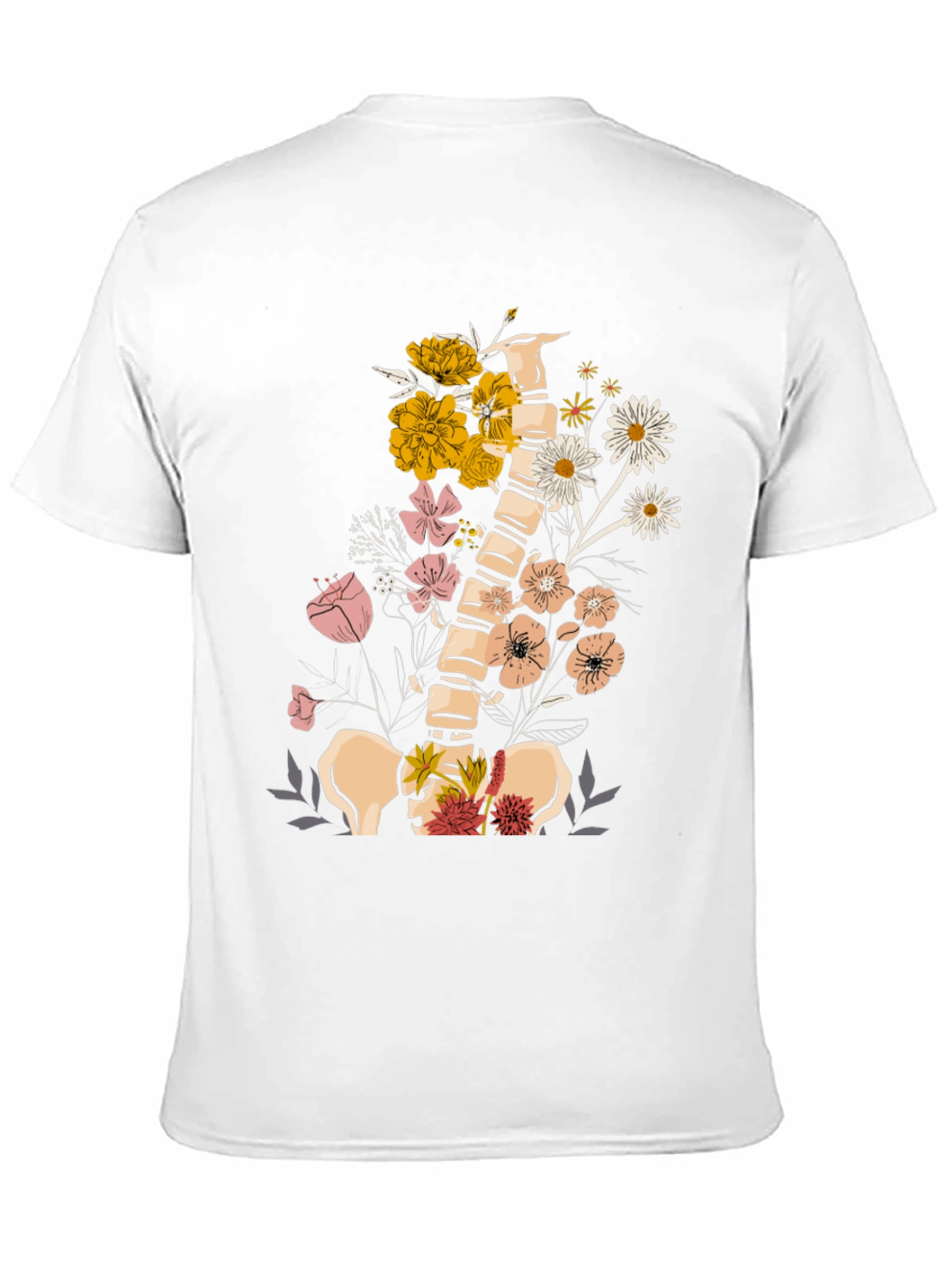 Black Floral Spine Anatomy T-Shirt view 11