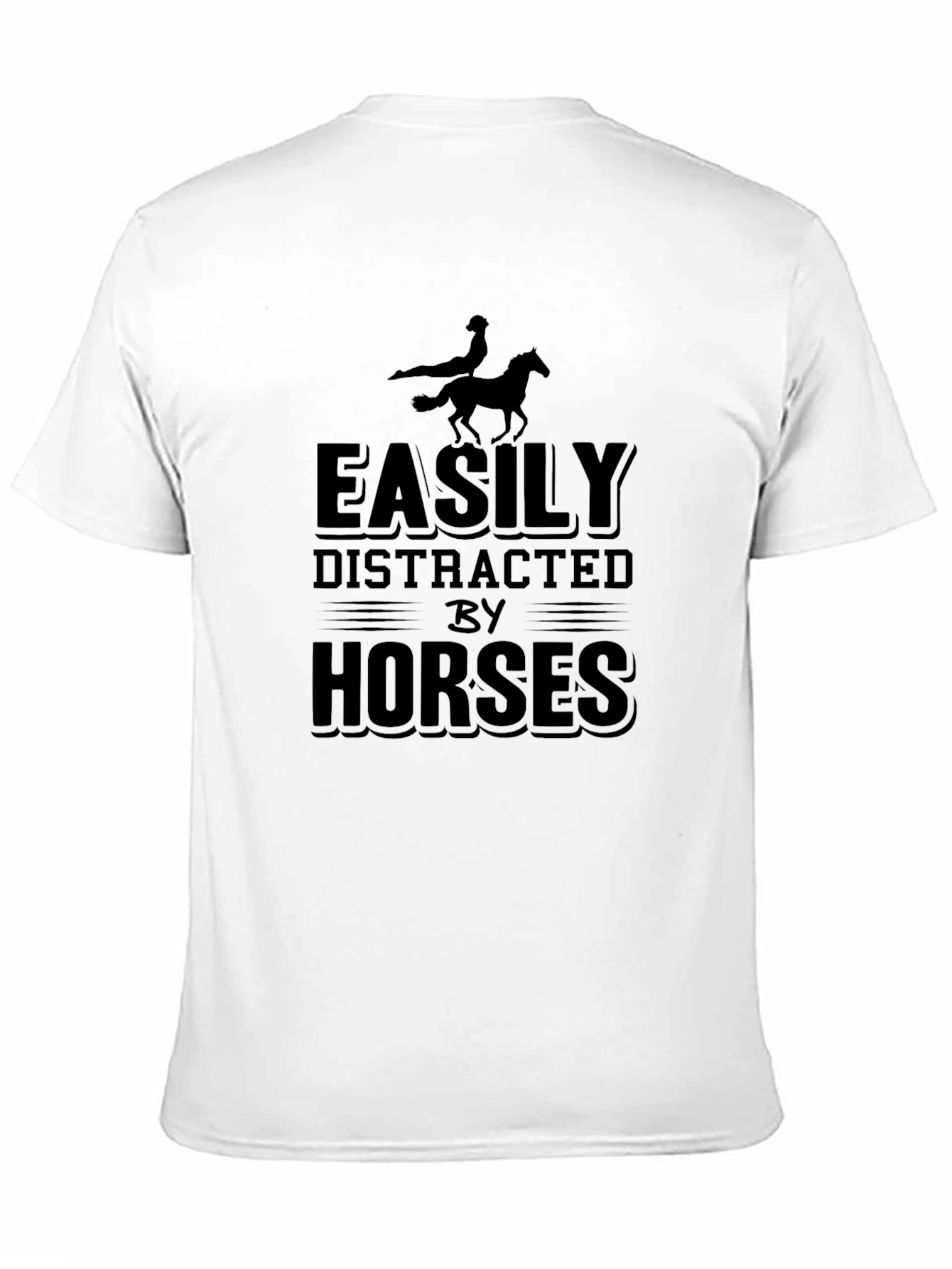 Black Easily Distracted by Horses Black T-Shirt view 11